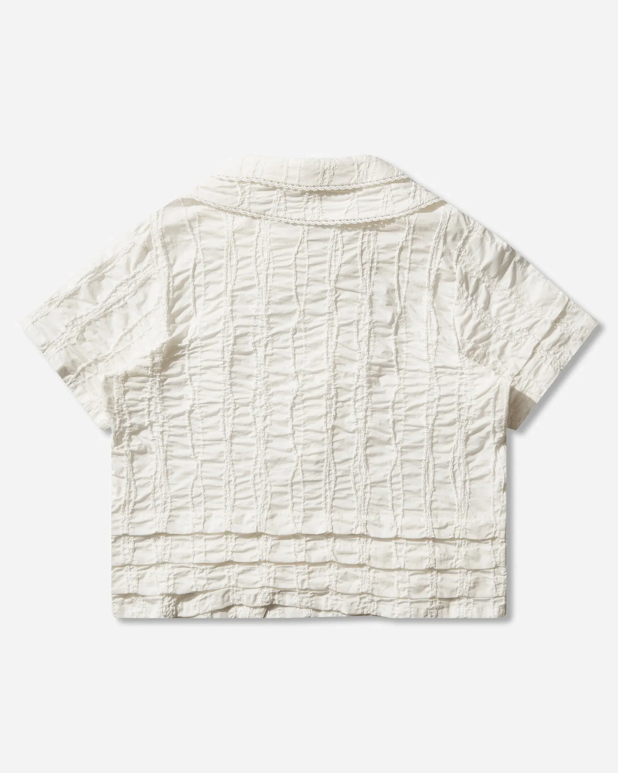 Brain Dead Women's Twisted Seersucker Button Up Shirt Beige