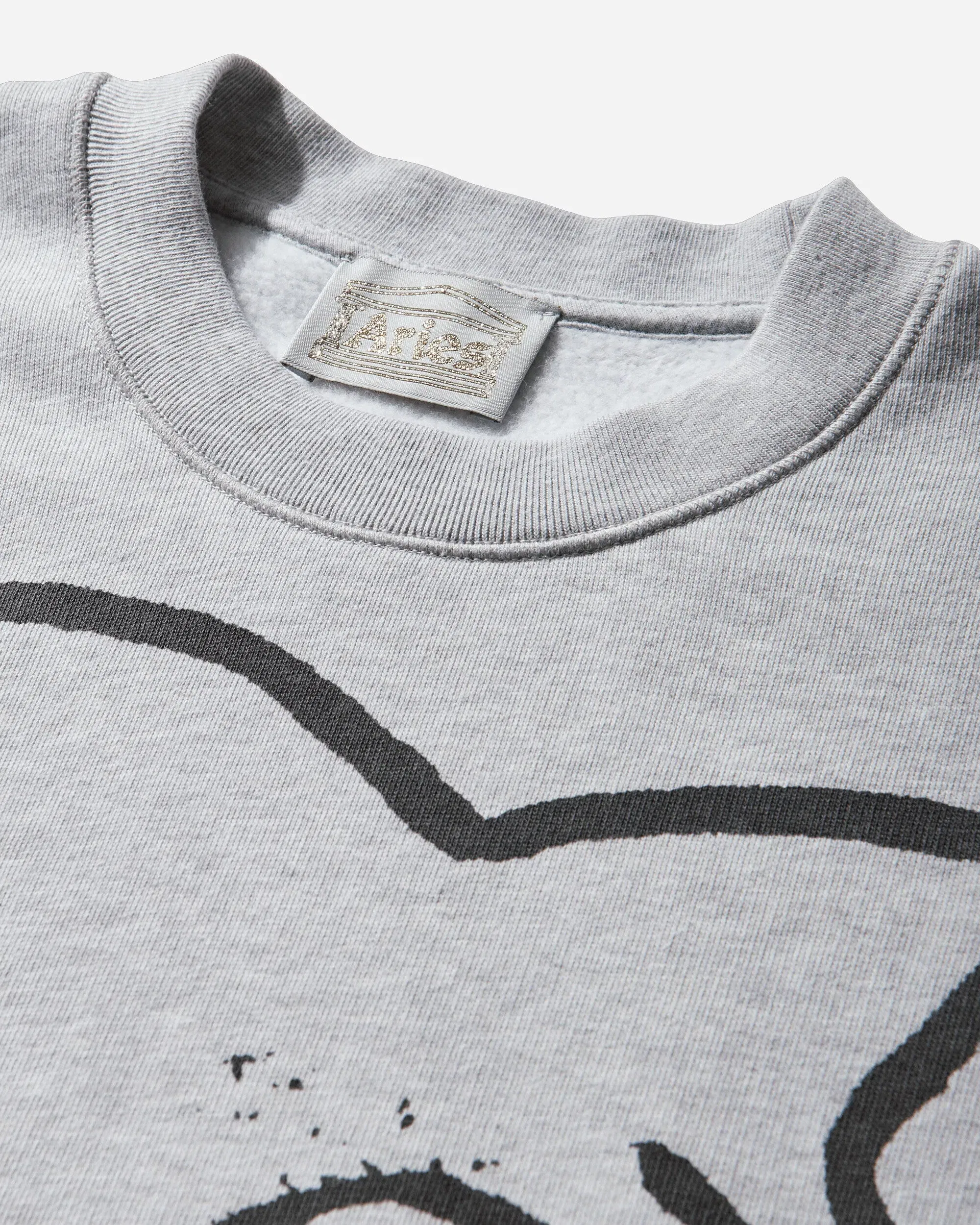 Aries Meowharishi Embroidered Sweatshirt Grey Marl