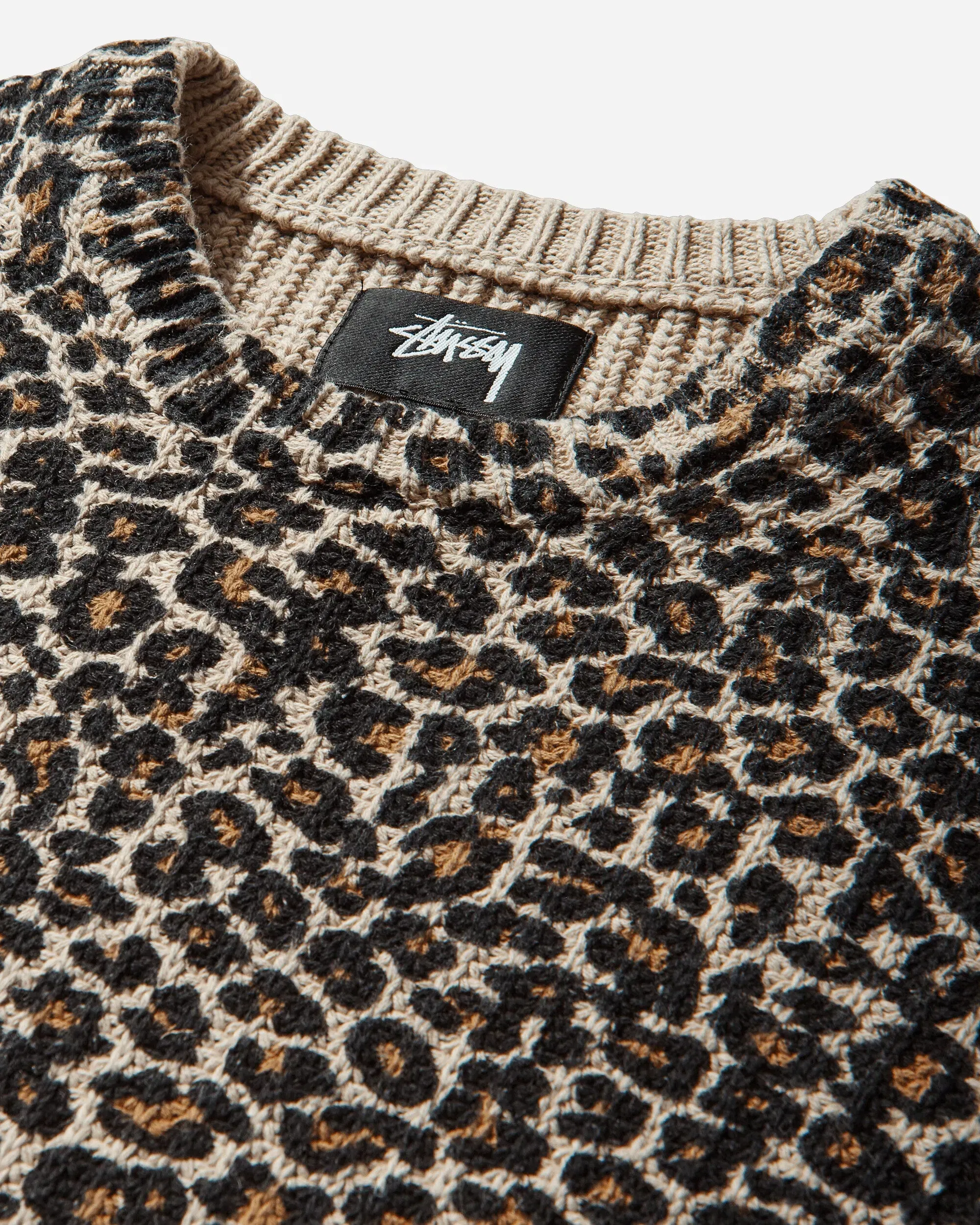 Stussy Leopard Sweater Beige
