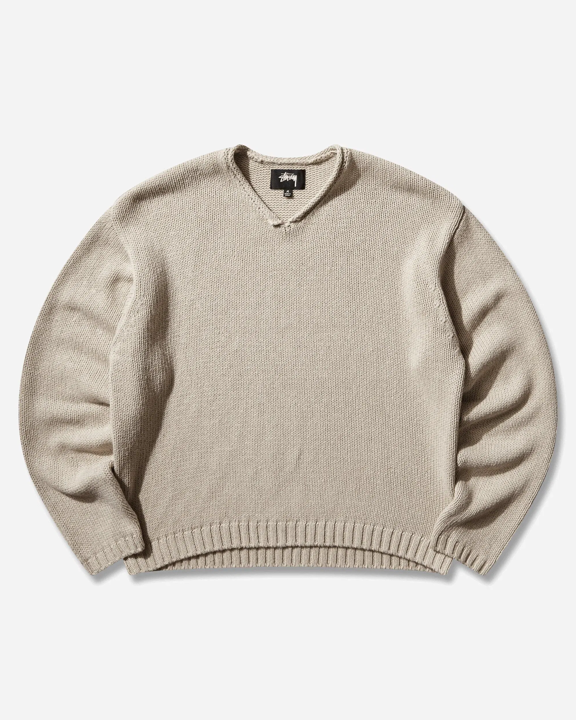 Stussy Roll V Neck Sweater Oatmeal