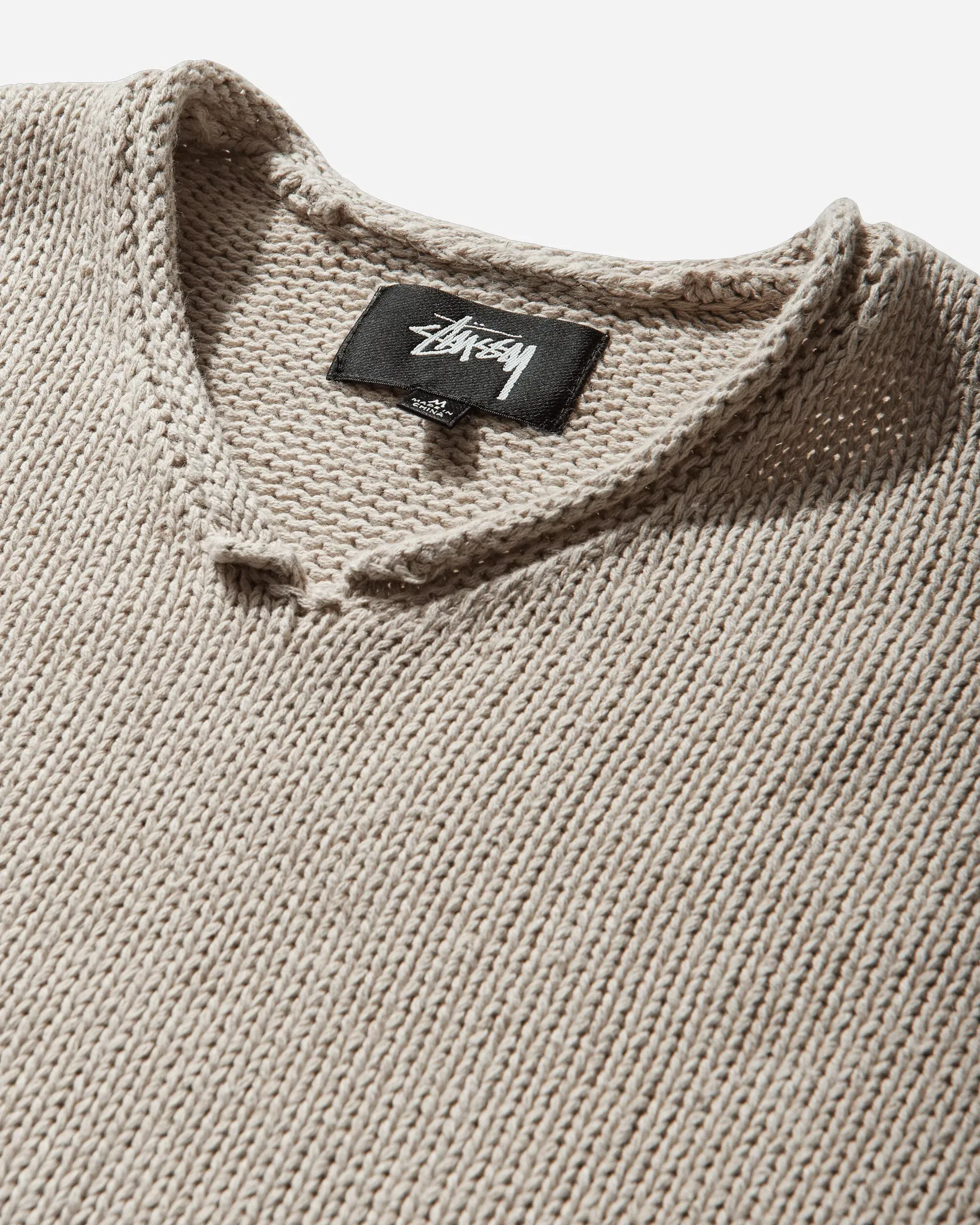 Stussy Roll V Neck Sweater Oatmeal