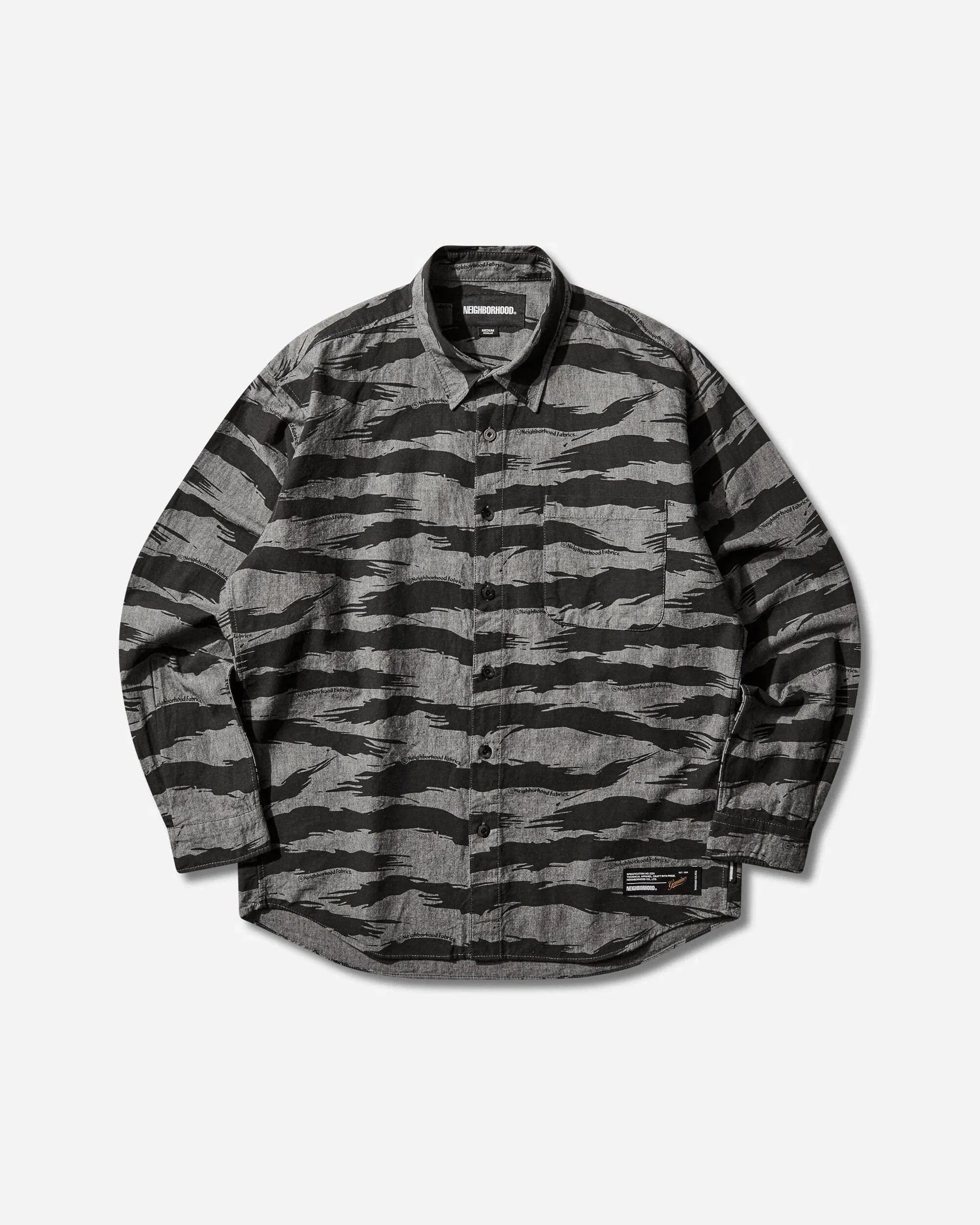Neighborhood Men's Camo Pattern Chambray Longsleeve Shirt Black