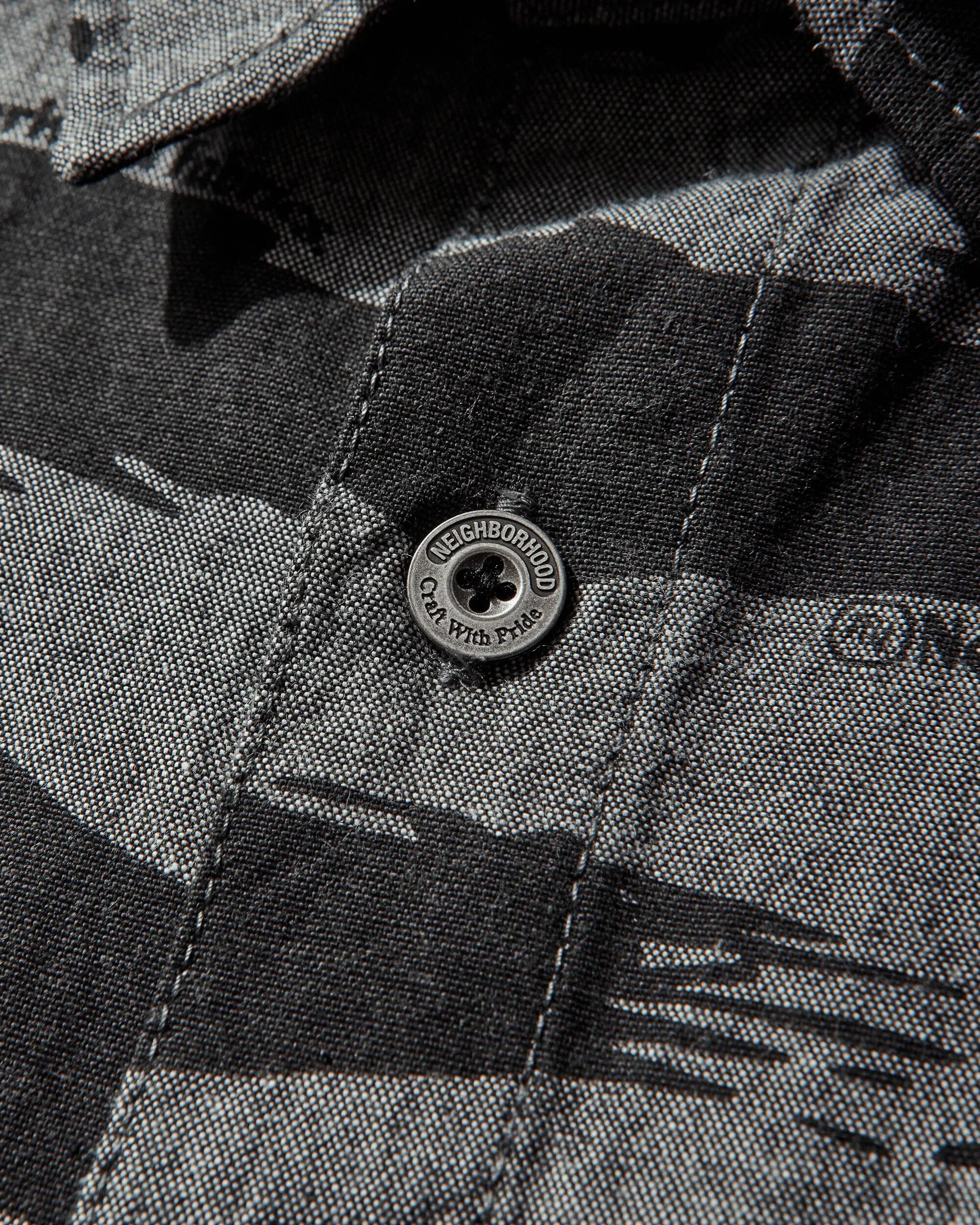 Neighborhood Men's Camo Pattern Chambray Longsleeve Shirt Black