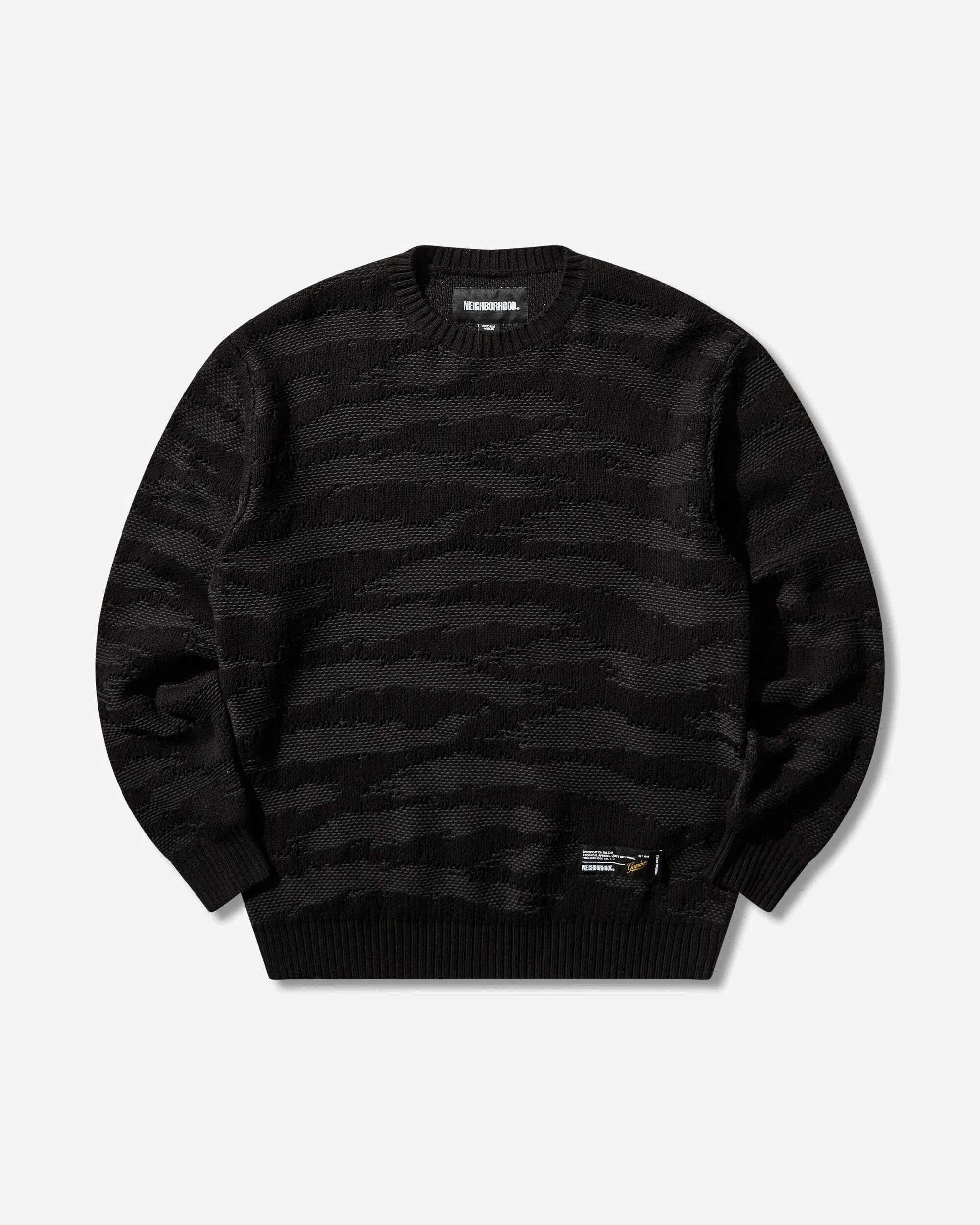 Neighborhood Men's Camo Pattern Crewneck Sweater Black
