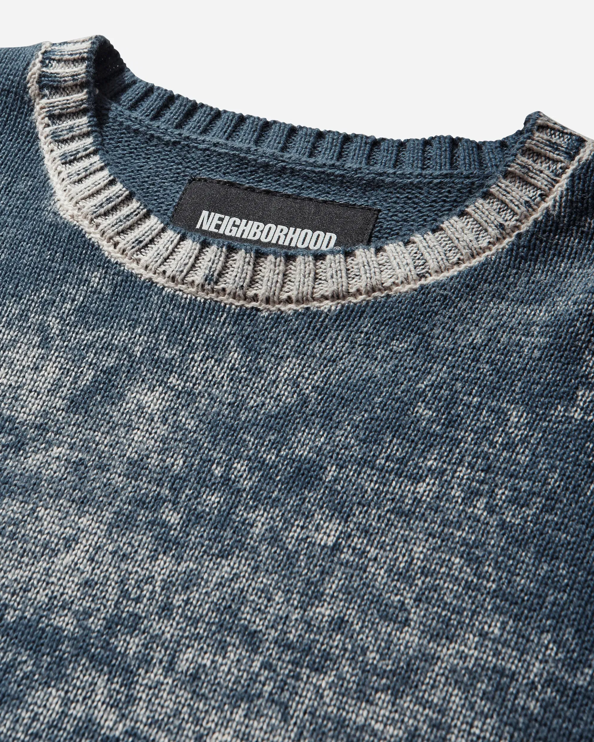 Neighborhood Men's Pigment Bleed Crewneck Sweater Navy