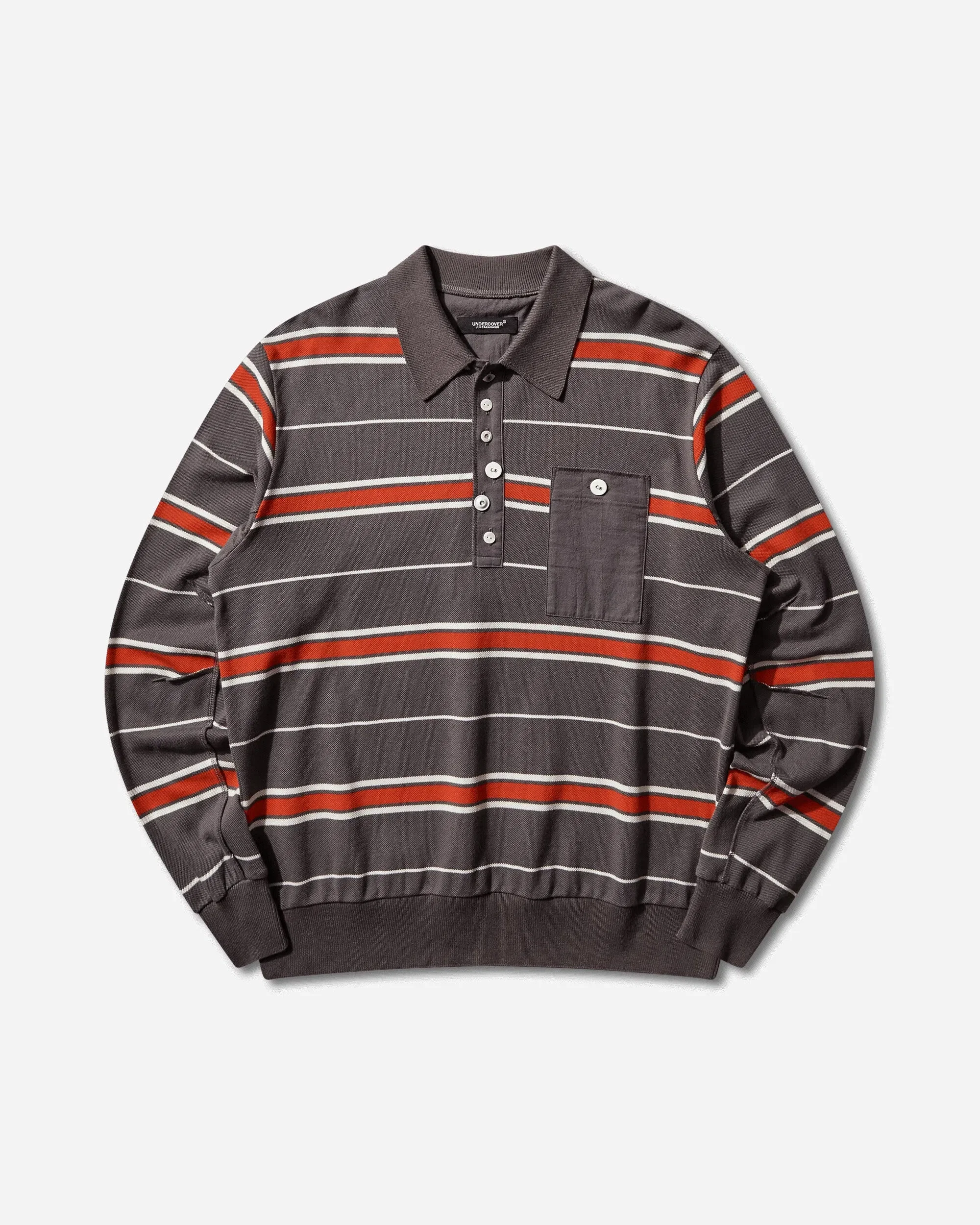 Undercover Men's Striped Polo Shirt Grey Border