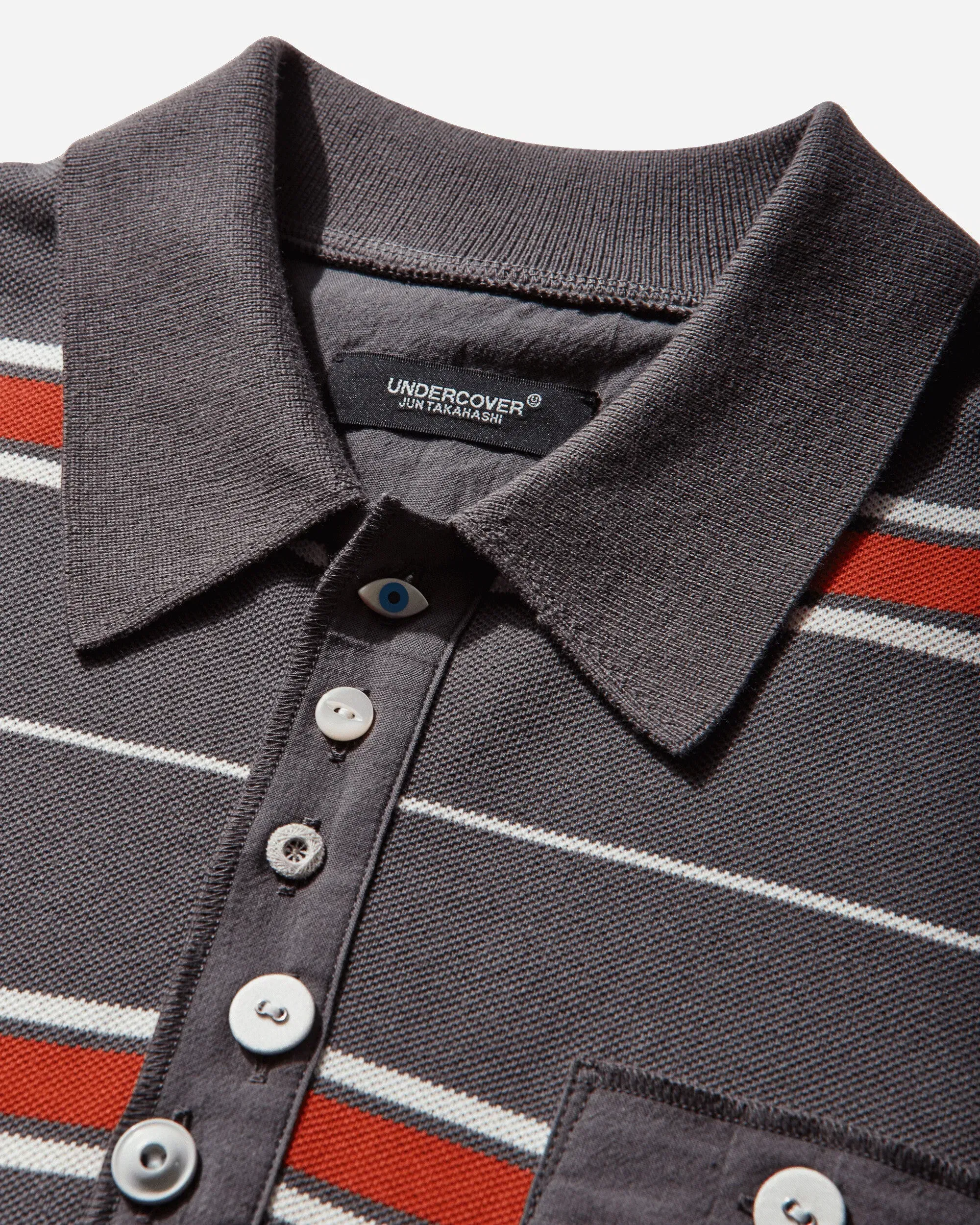 Undercover Men's Striped Polo Shirt Grey Border