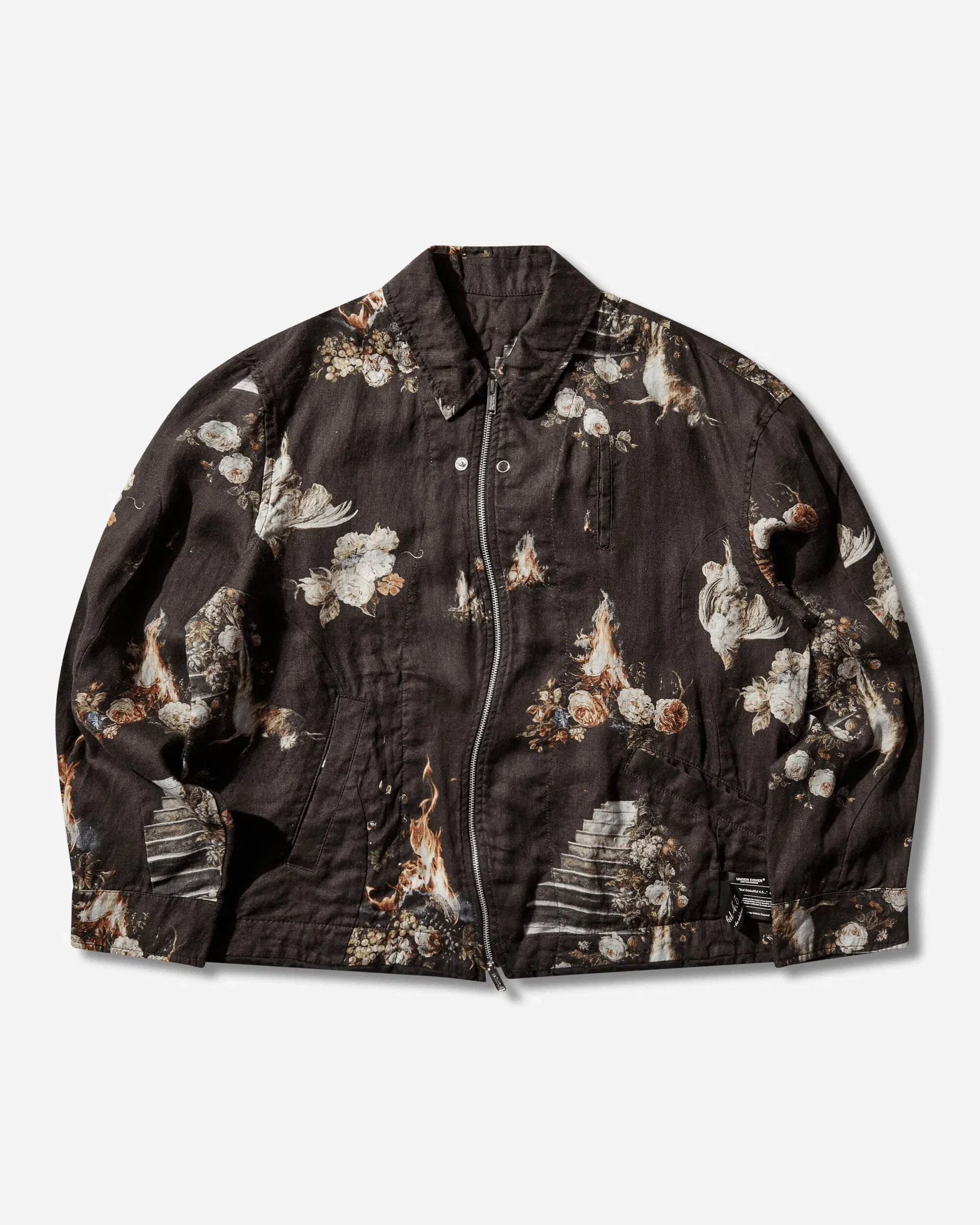 Undercover Men's Emma Bennett All-Over Print Linen Jacket Black