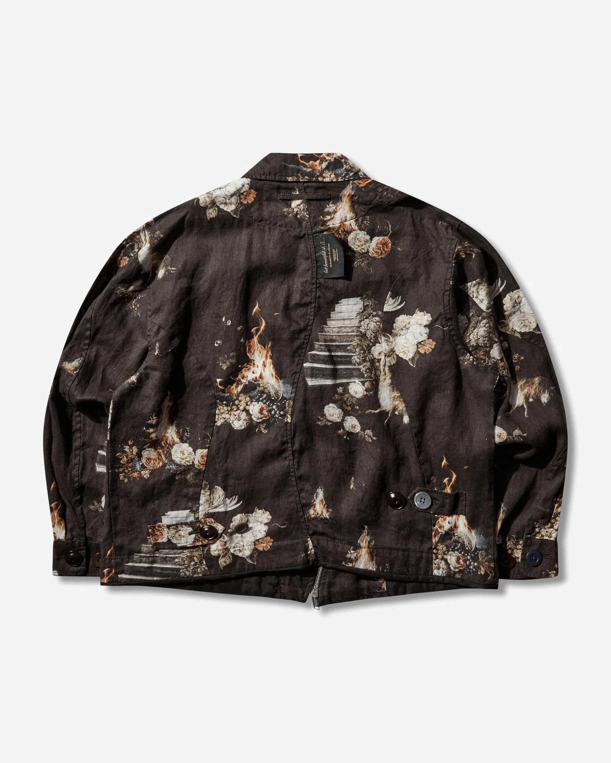 Undercover Men's Emma Bennett All-Over Print Linen Jacket Black