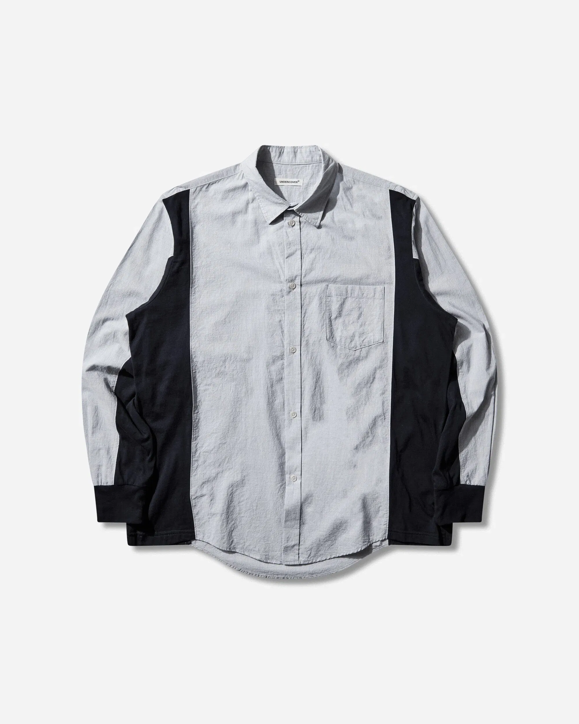Undercover Men's Paneled Cotton Shirt Navy Stripe