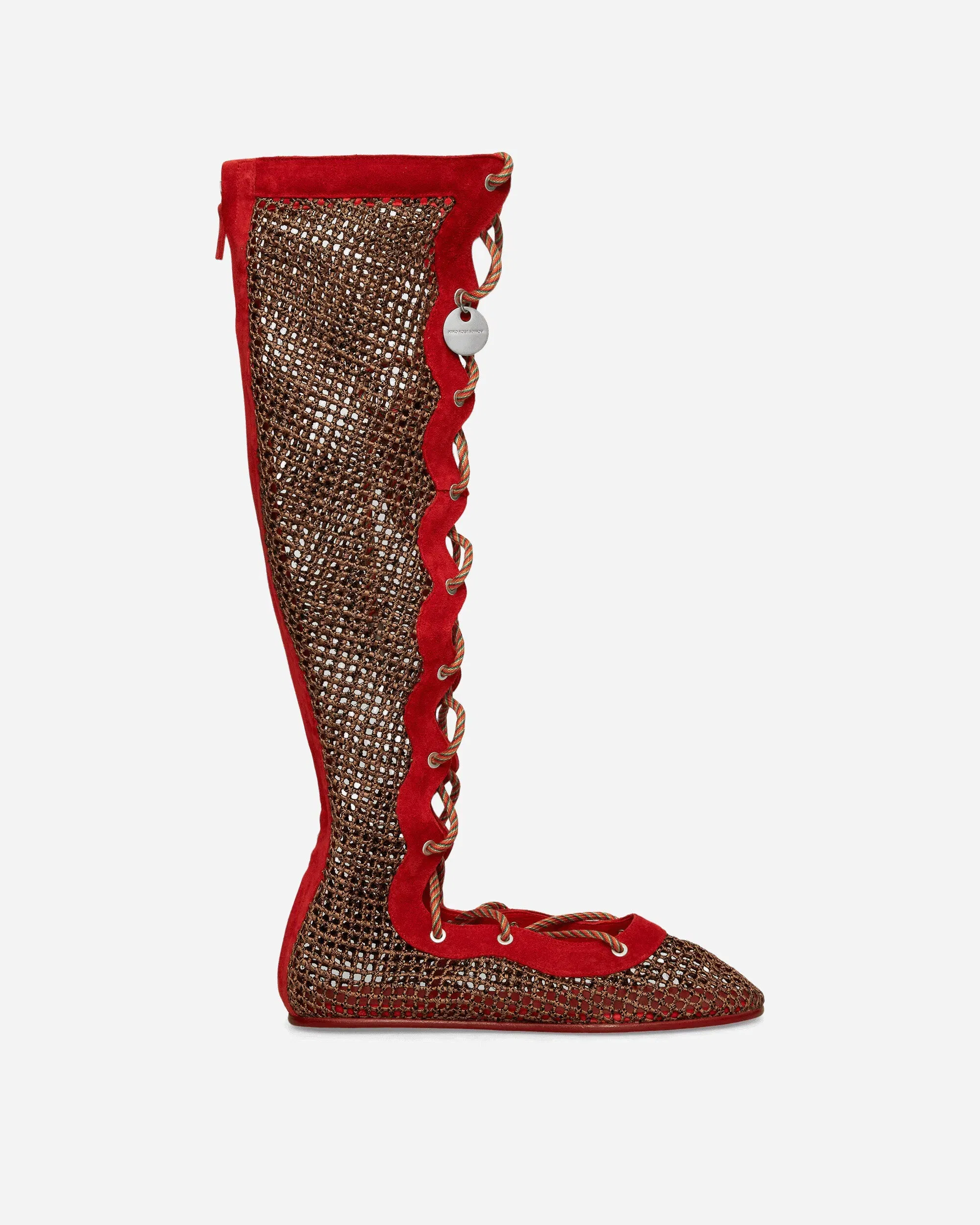 Kiko Kostadinov Women's Reticella Knee High Boots Red