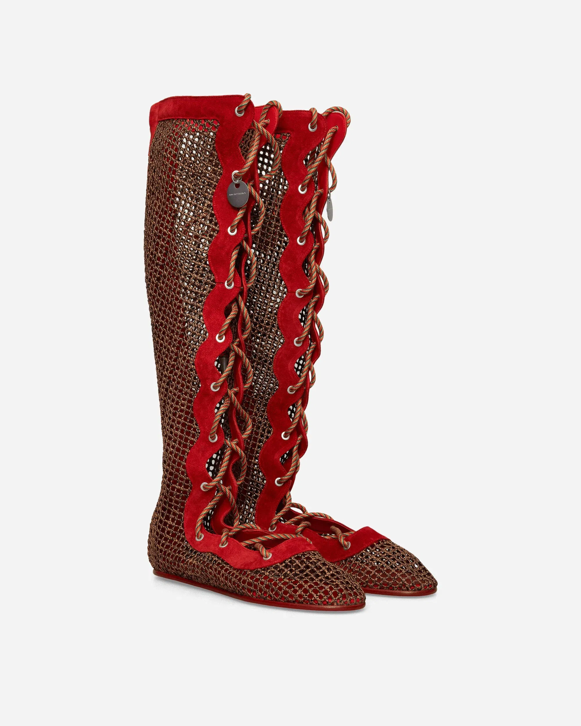 Kiko Kostadinov Women's Reticella Knee High Boots Red