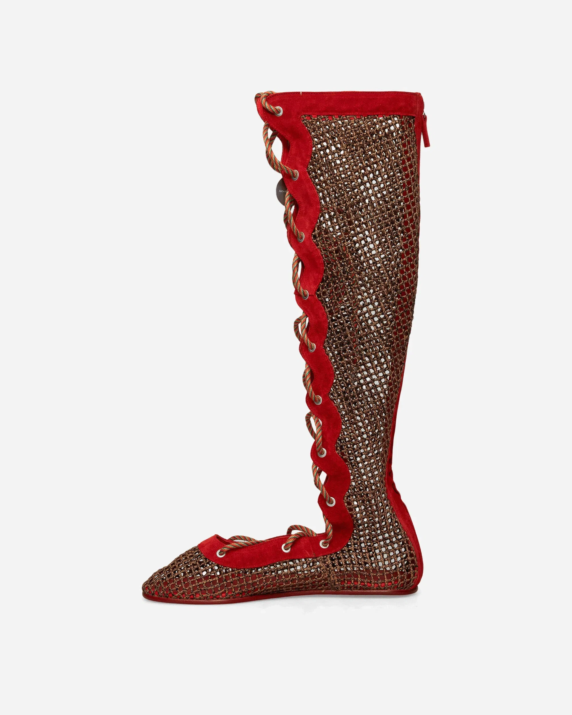 Kiko Kostadinov Women's Reticella Knee High Boots Red