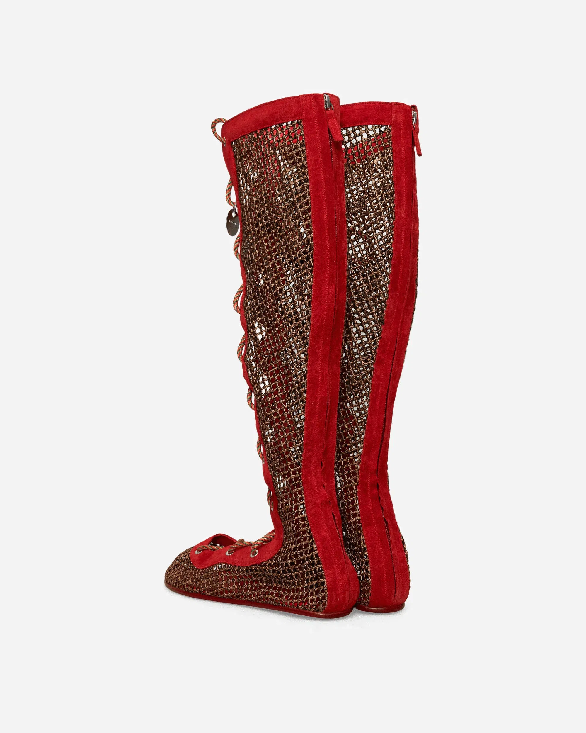 Kiko Kostadinov Women's Reticella Knee High Boots Red
