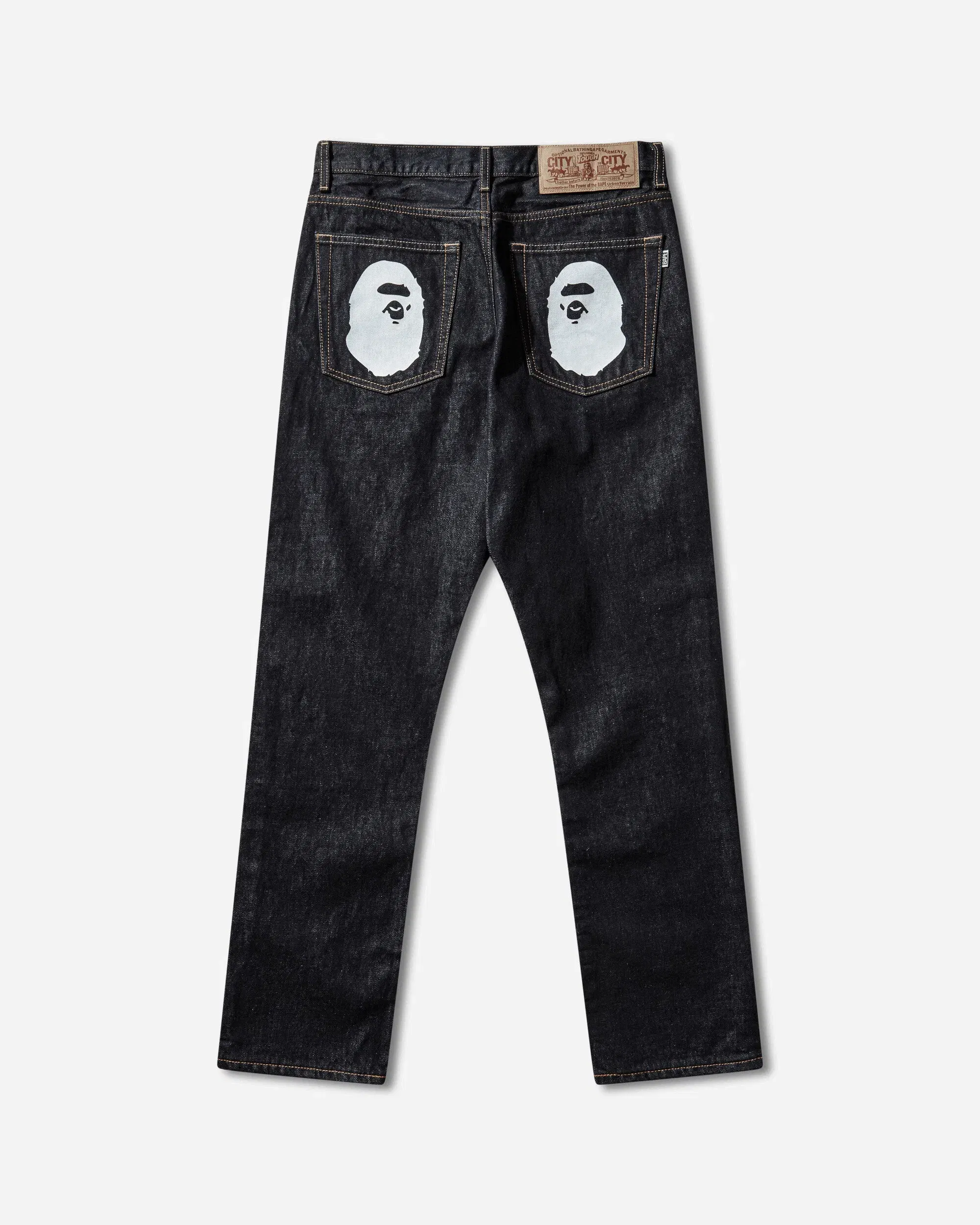 BAPE Men's Ape Head Denim Pants Indigo