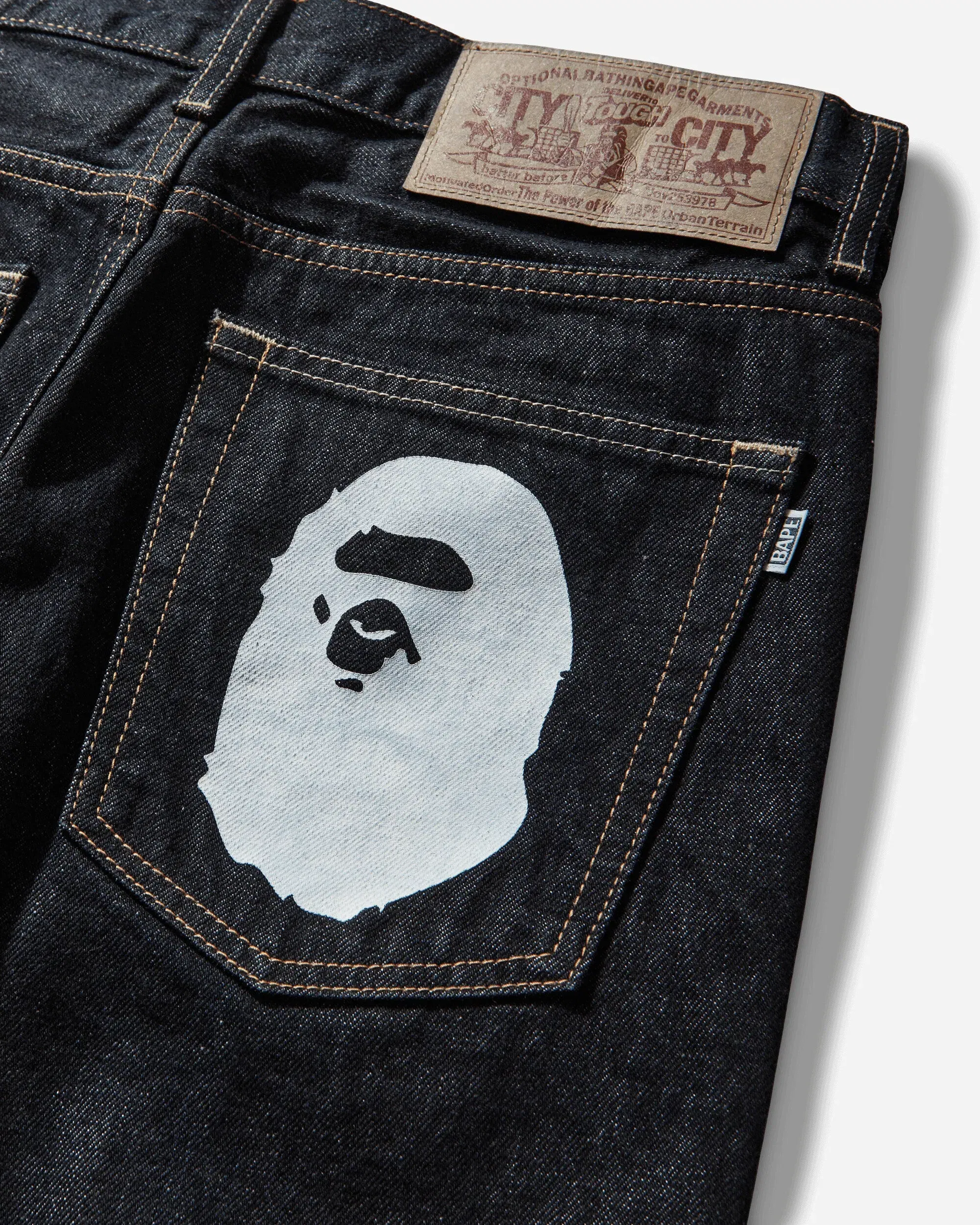 BAPE Men's Ape Head Denim Pants Indigo