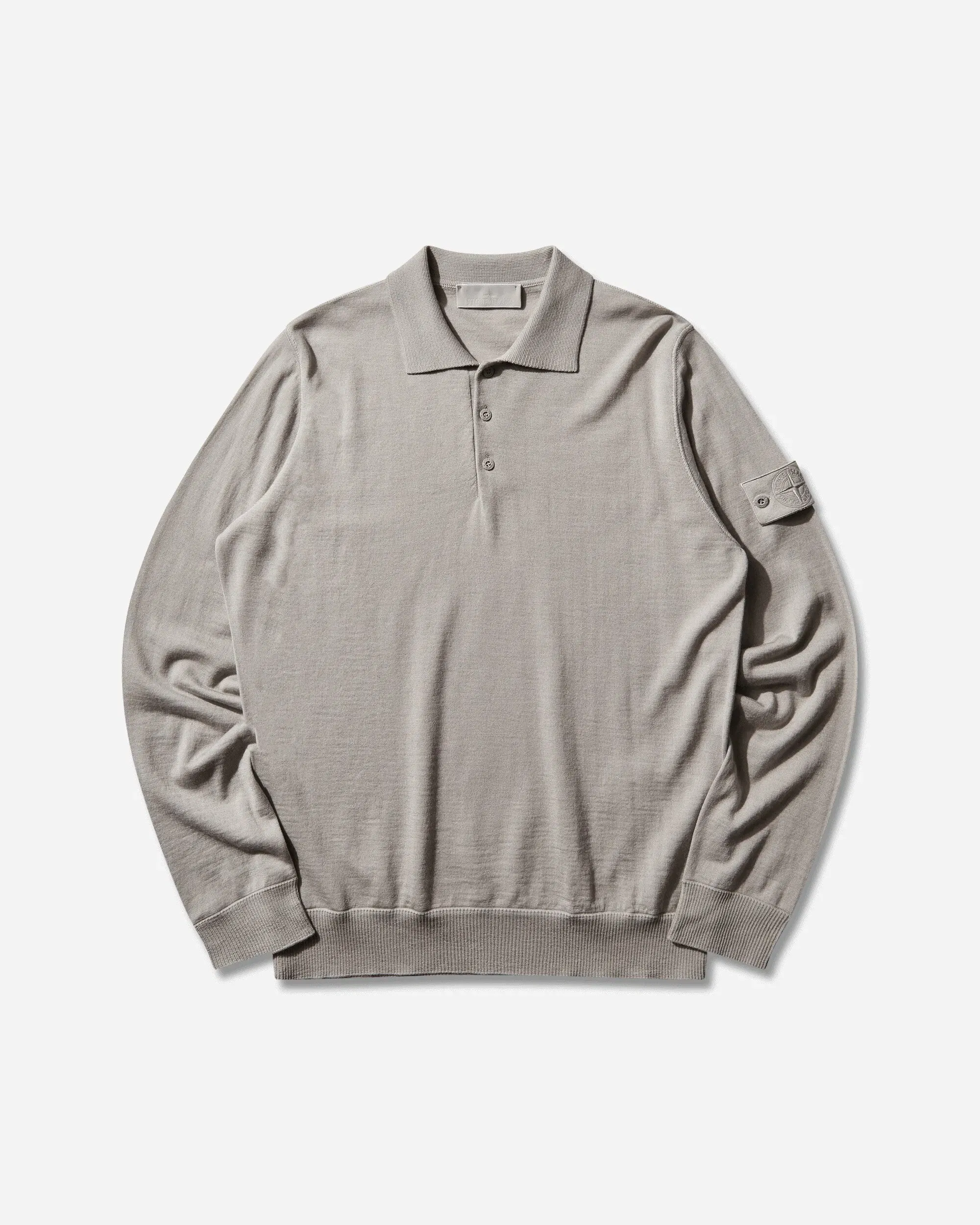 Stone Island Men's Ghost Light Pure RWS Wool Polo Sweater Dust Grey