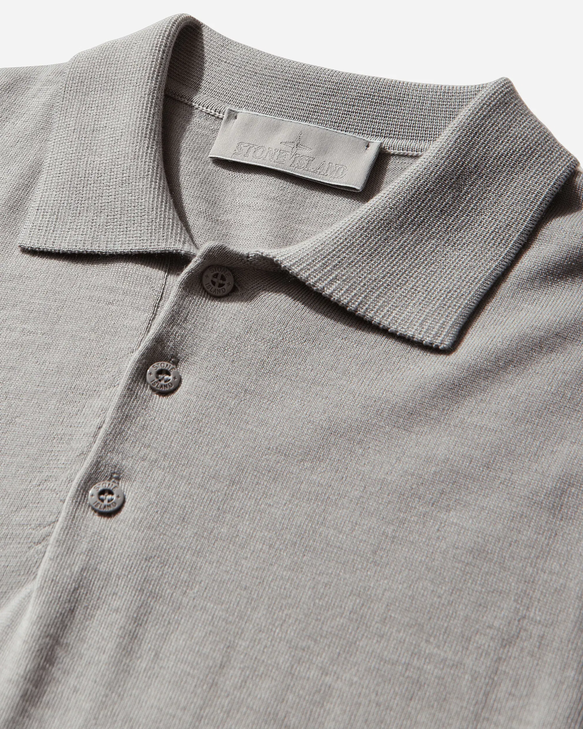 Stone Island Men's Ghost Light Pure RWS Wool Polo Sweater Dust Grey