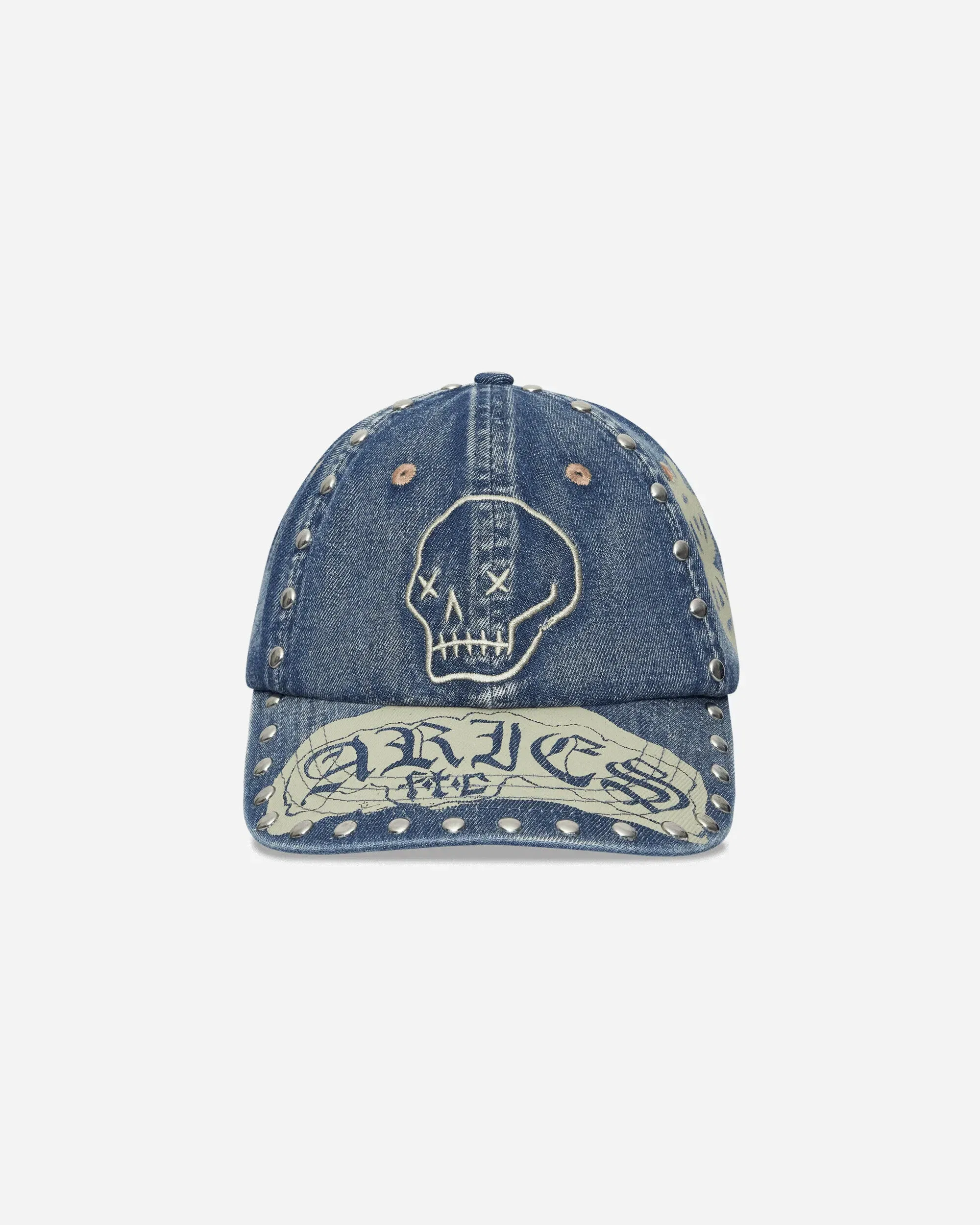 Aries Studded Mega Graphic Denim Cap Blue