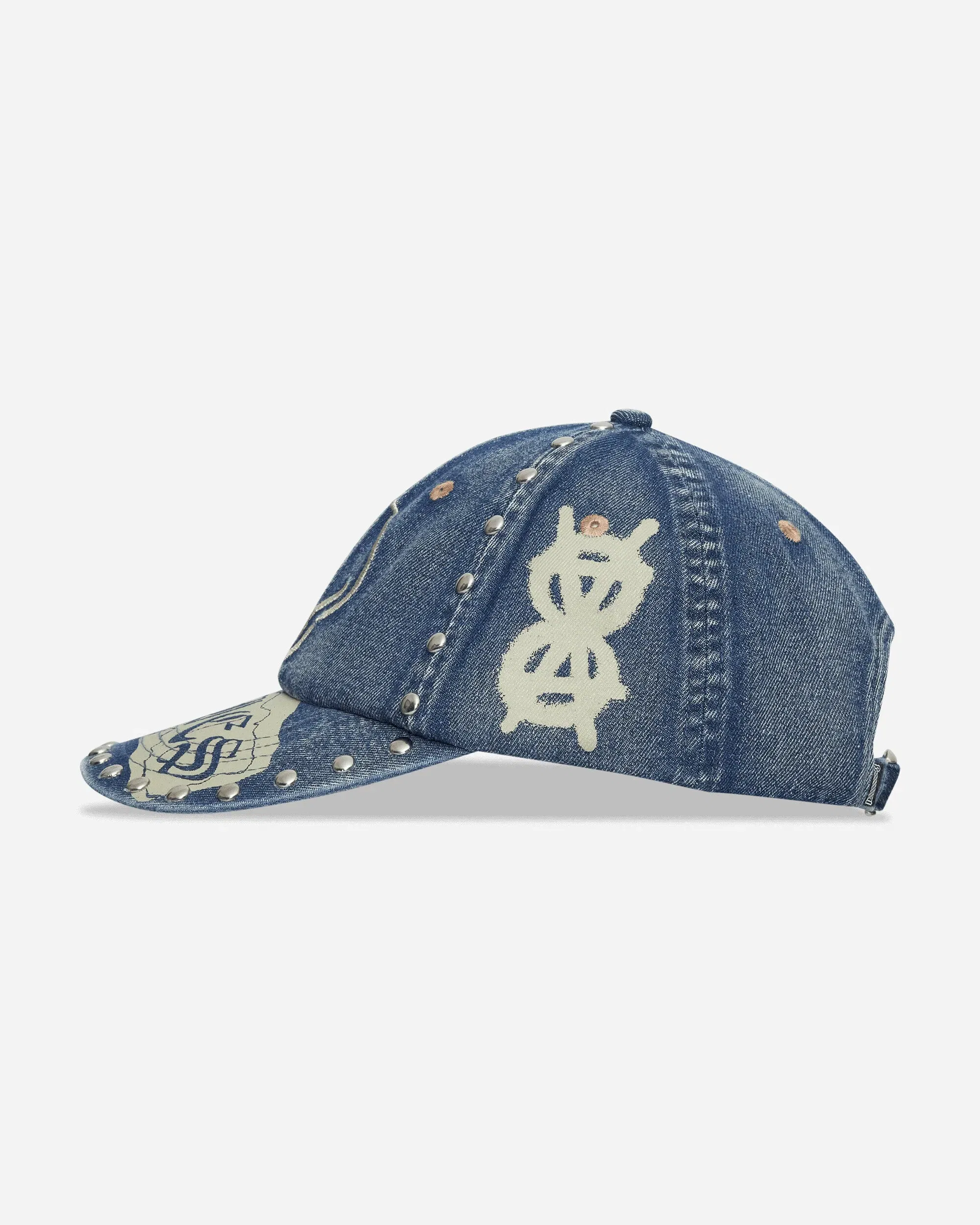 Aries Studded Mega Graphic Denim Cap Blue