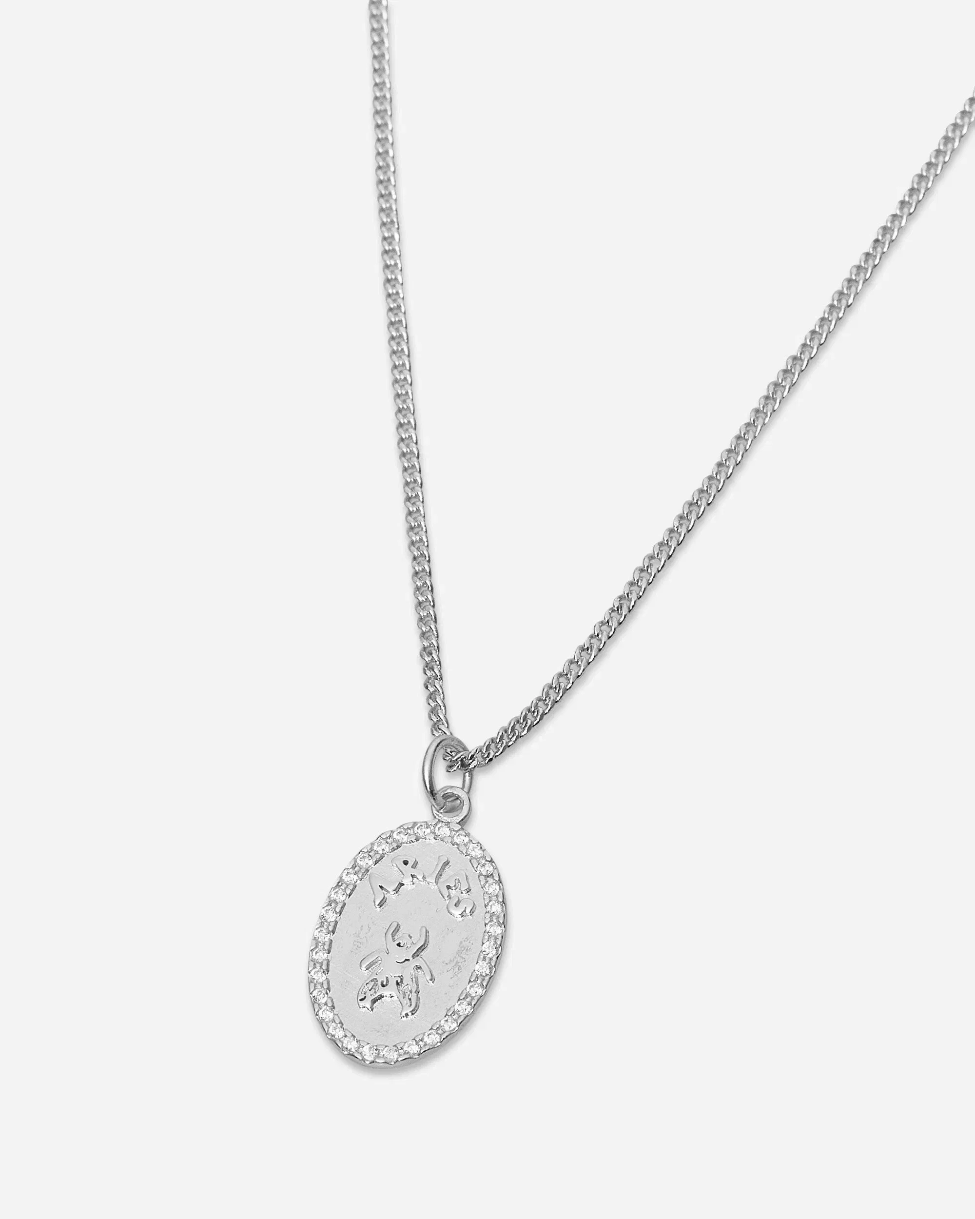 Aries Fly Paved Pendants Chain Necklace Silver