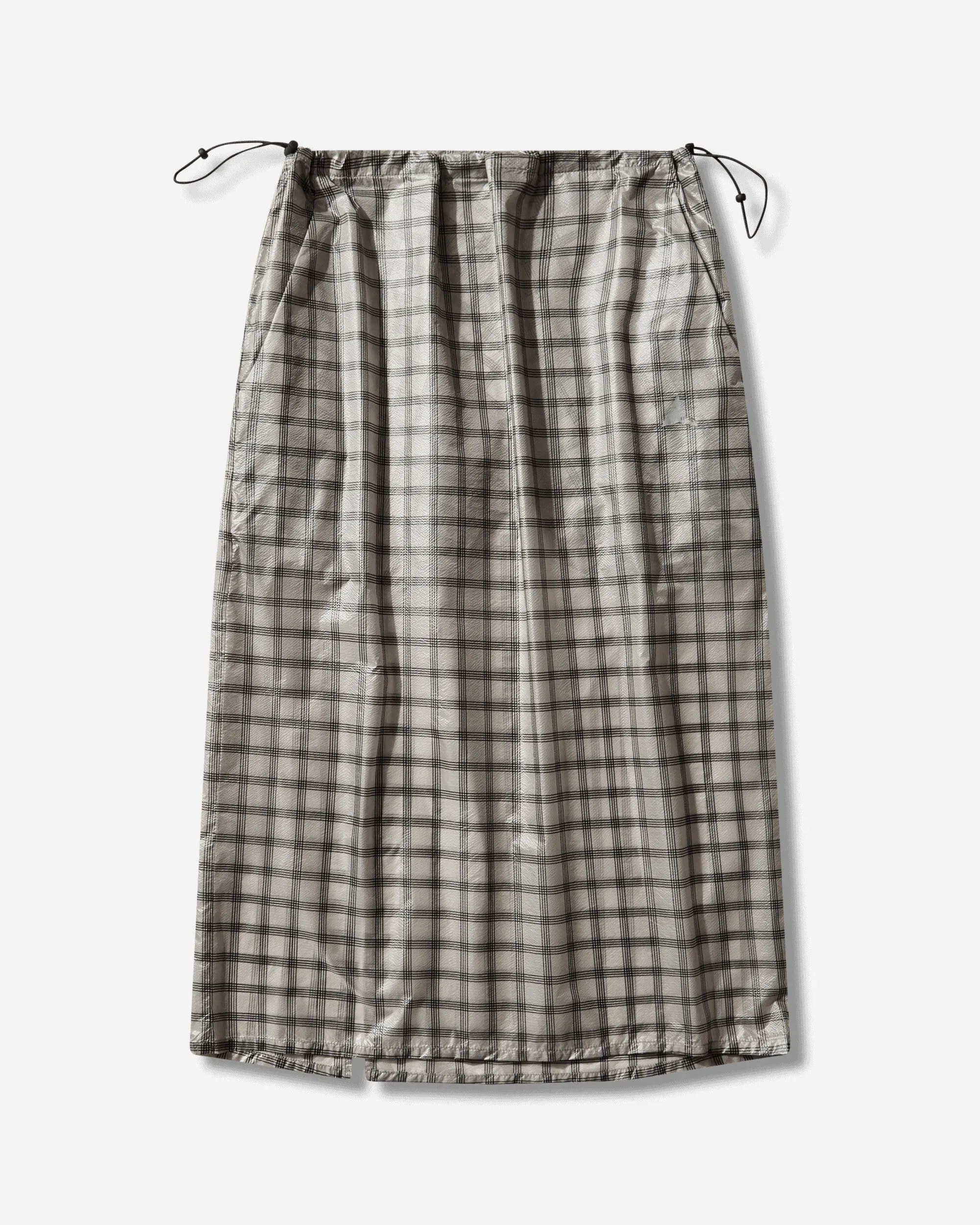 ROA Women's Nia See Through Printed Check Mid Skirt White