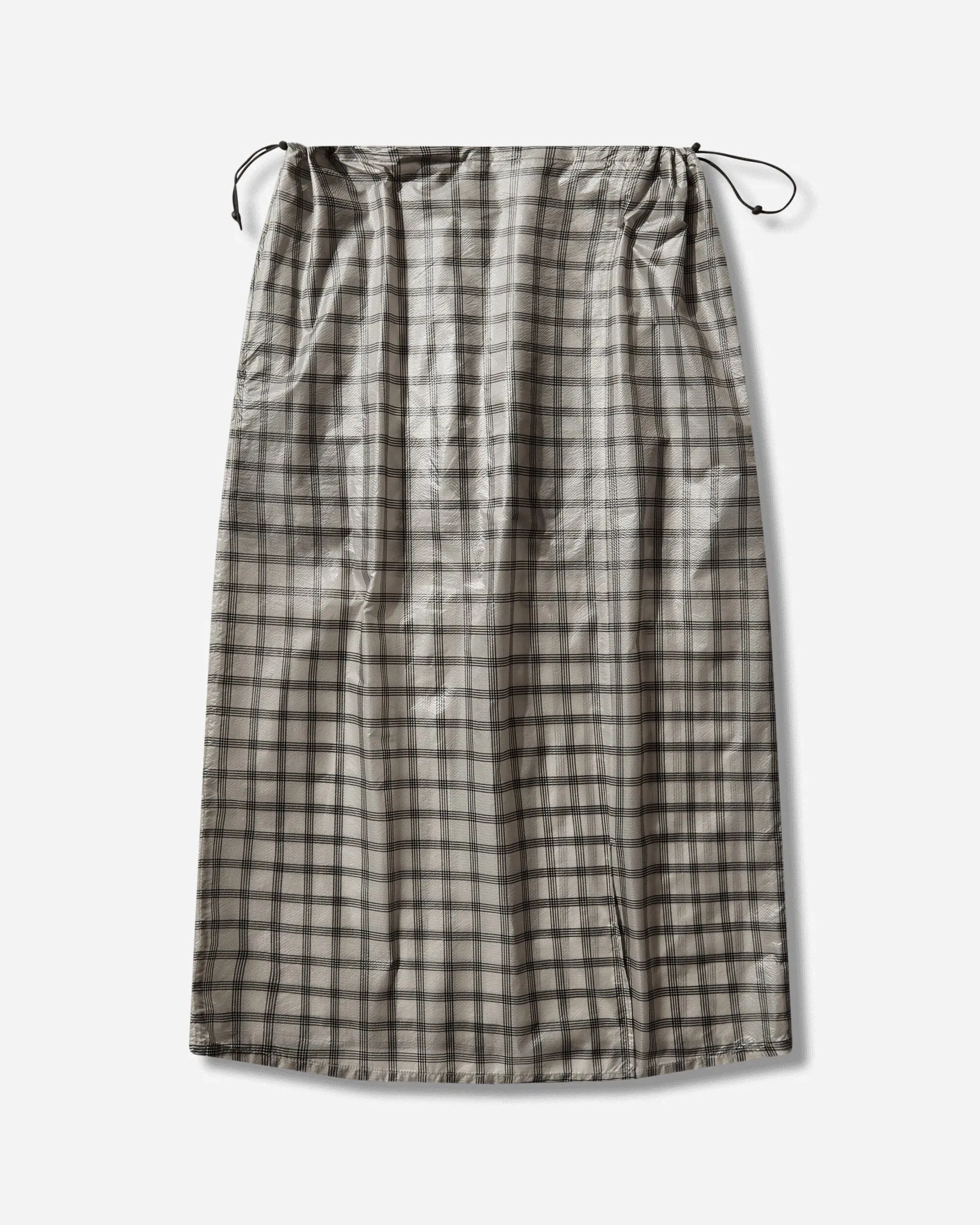 ROA Women's Nia See Through Printed Check Mid Skirt White