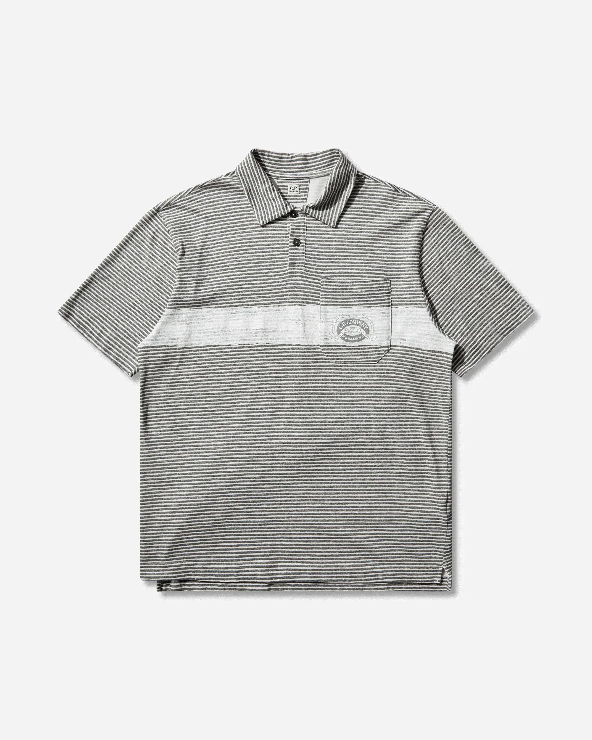C.P. Company Men's 20/1 Cotton Jersey Polo Shirt Gunmetal
