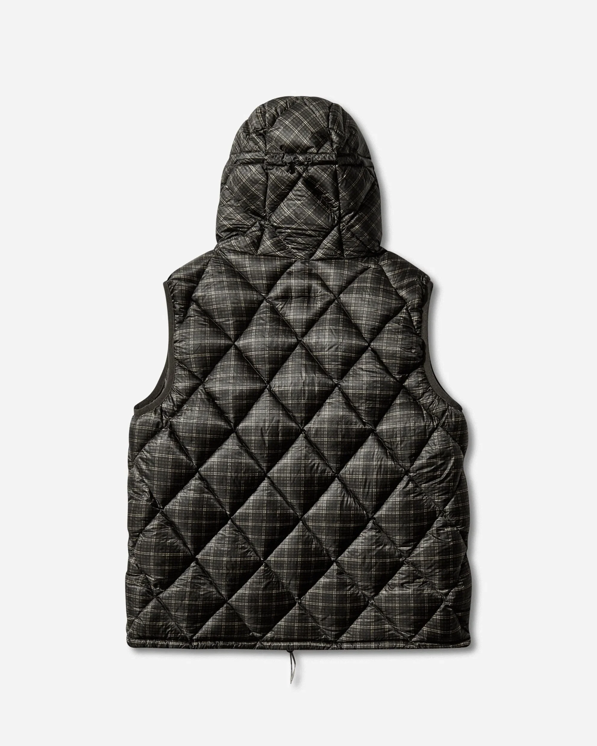 ROA Men's Nuna 600 Fill Power Printed Check Hooded Down Vest Anthracite
