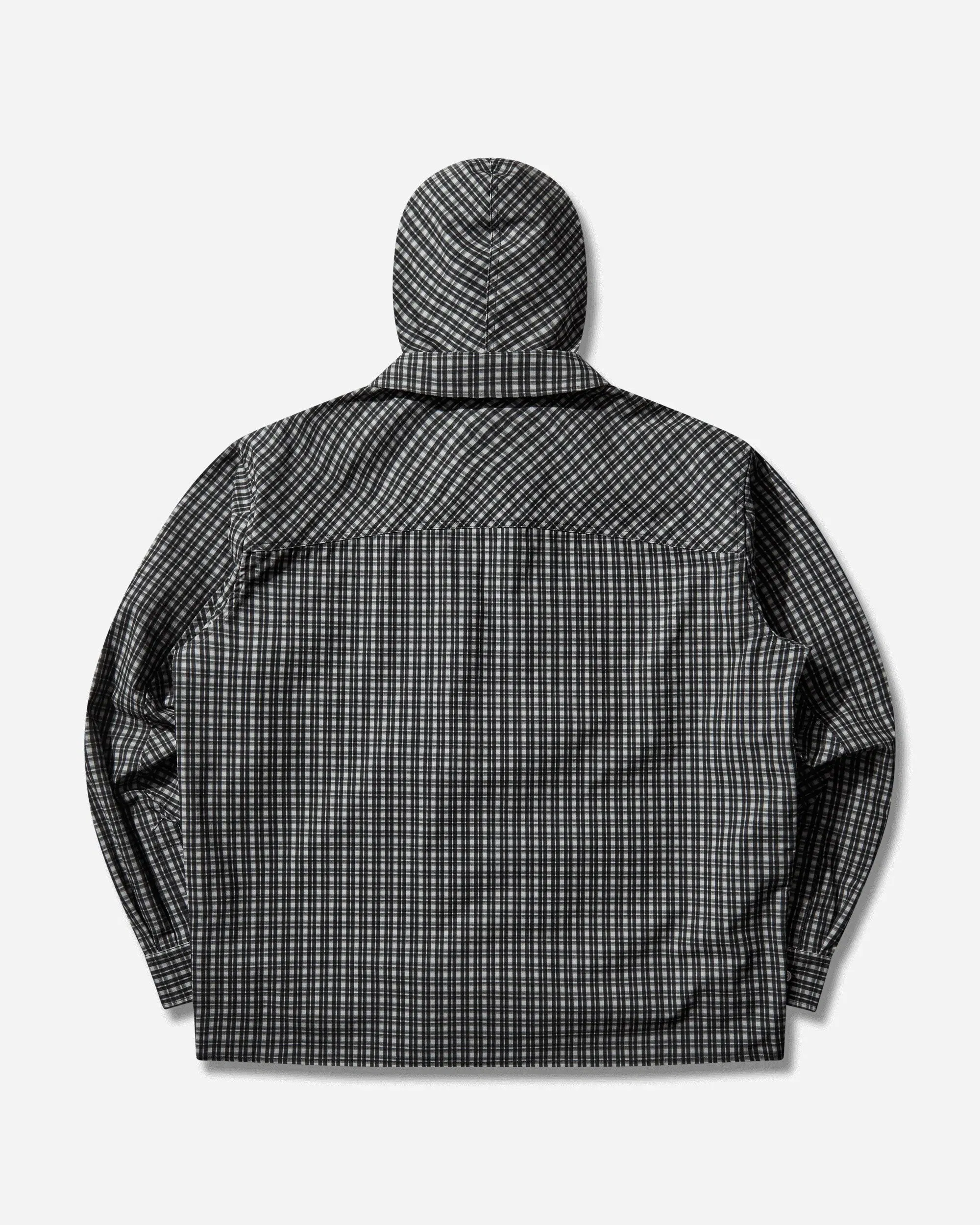 ROA Men's Aair FloWeave Printed Check Long Sleeve Hooded Shirt Anthracite
