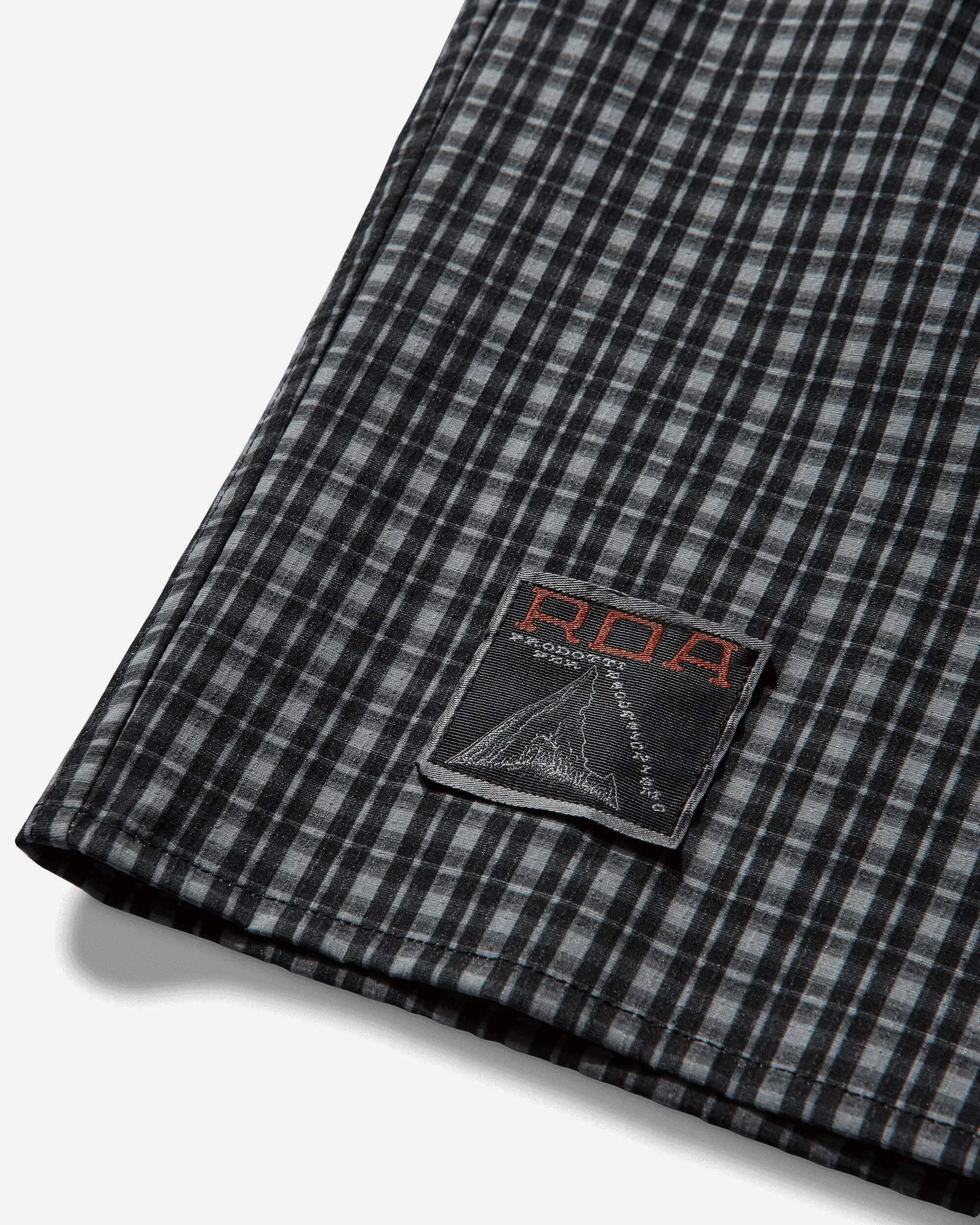 ROA Men's Aair FloWeave Printed Check Long Sleeve Hooded Shirt Anthracite