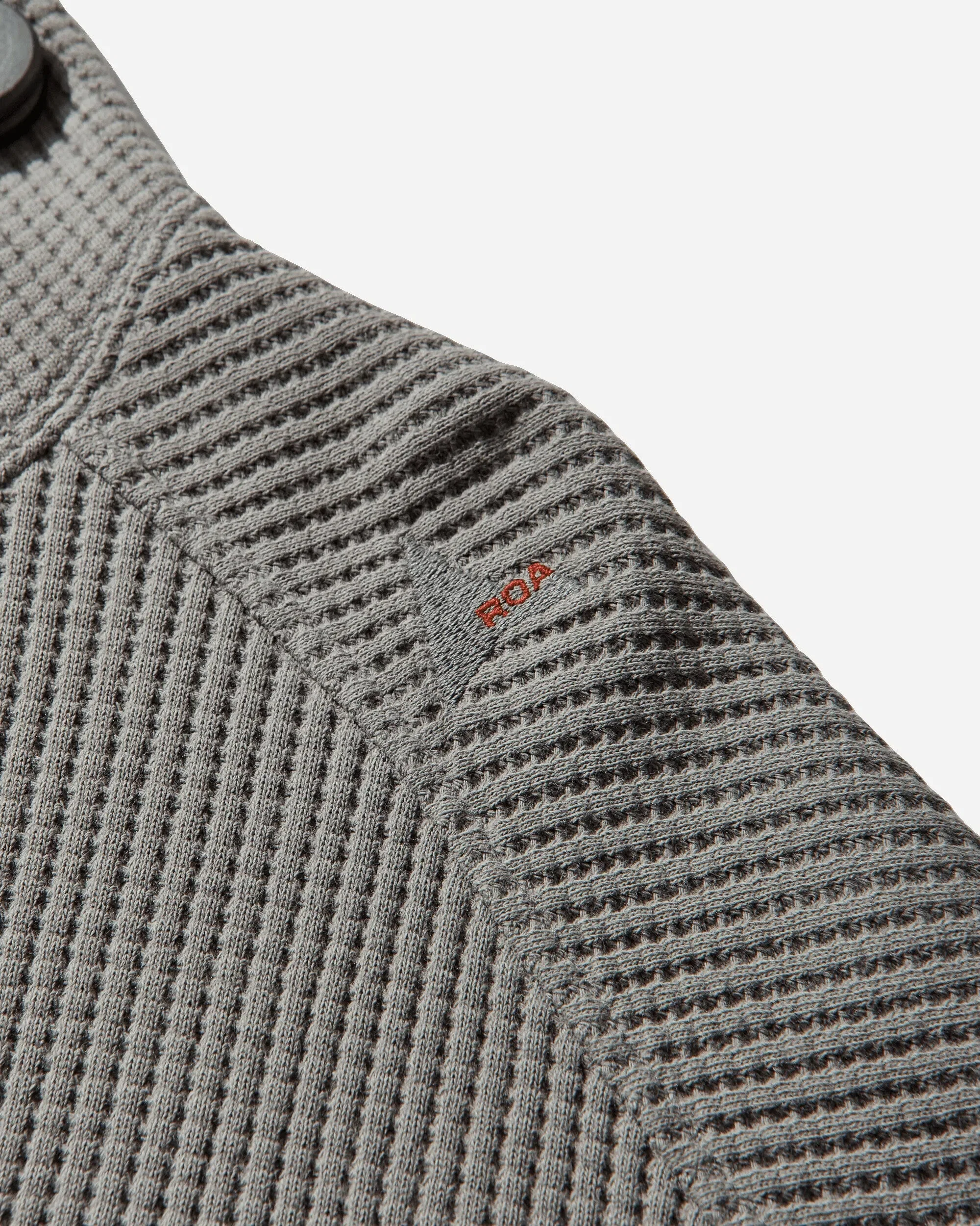 ROA Men's Bee Sun Faded Organic Waffle Zip Up Hoodie Grey