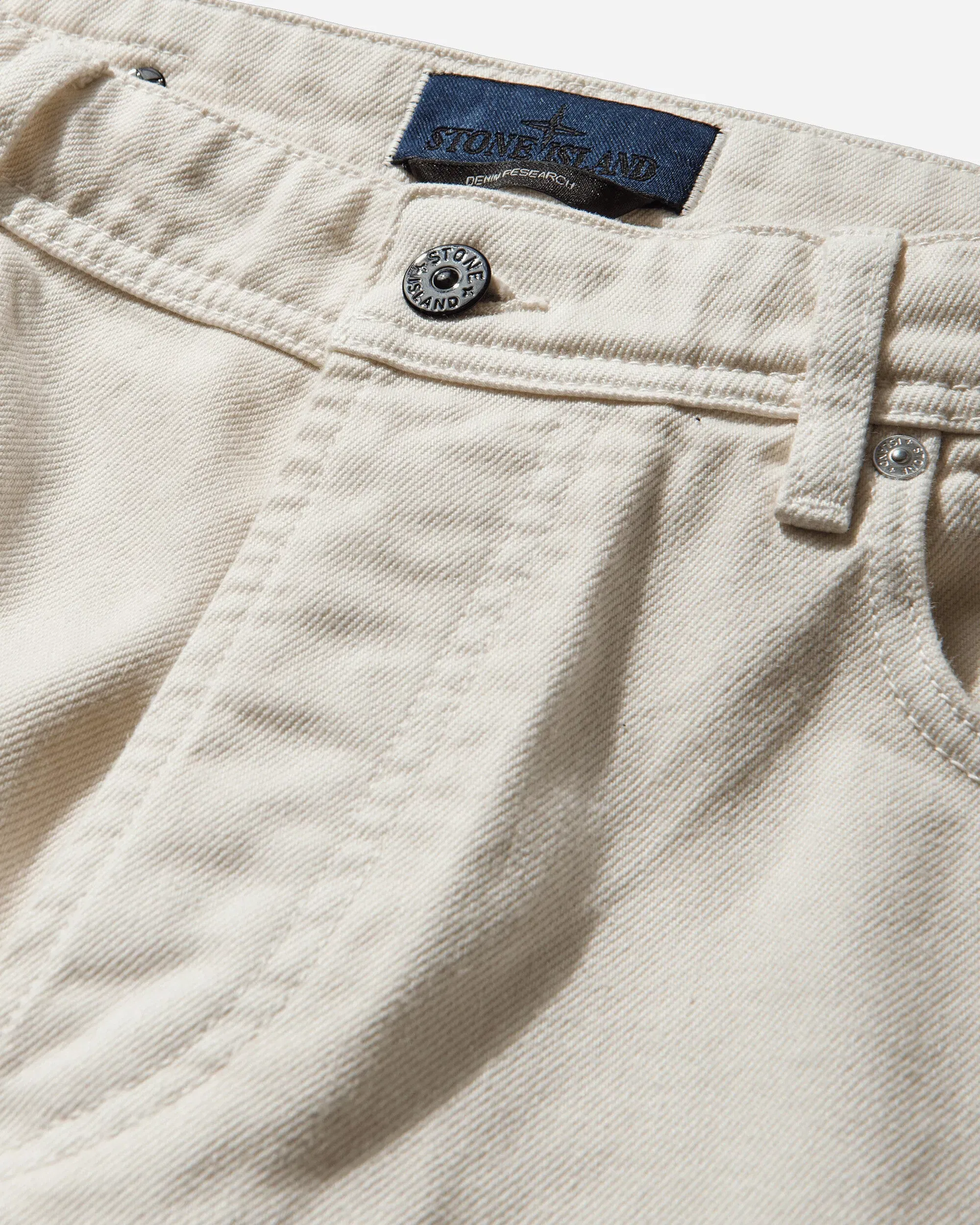 Stone Island Men's Light Bull Denim-TC Loose Fit Jeans Ivory