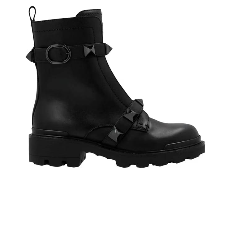 Valentino Roman Stud 40MM Combat Boot Black