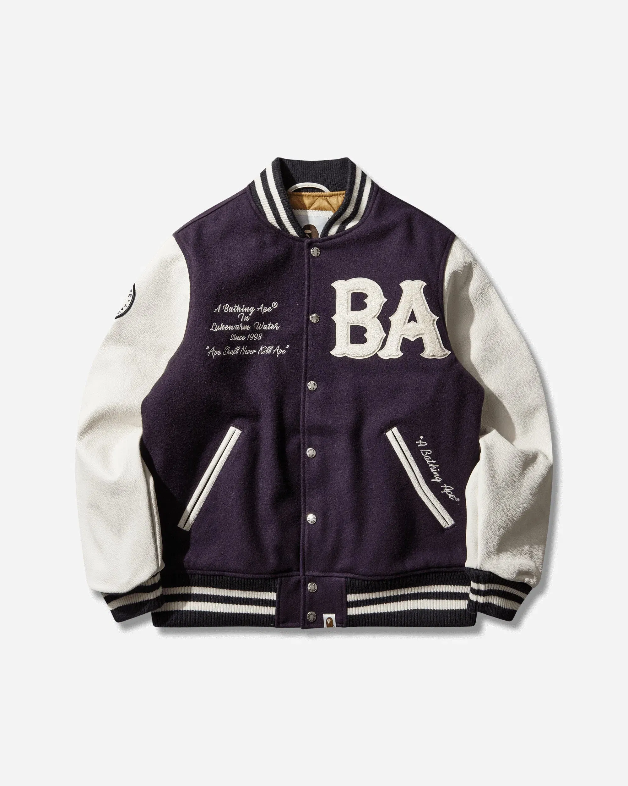 BAPE Men's Statue Of Liberty Varsity Jacket Purple