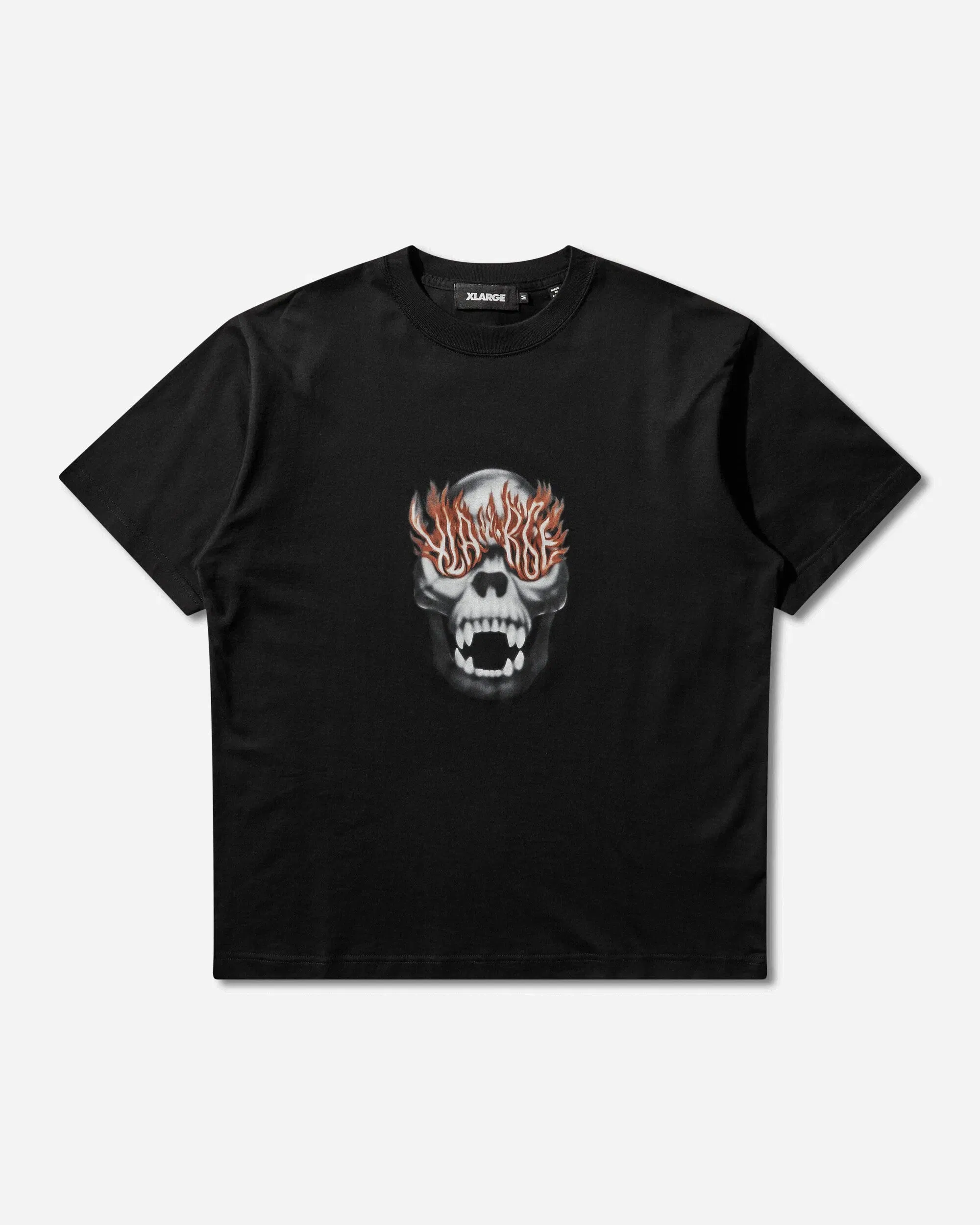 XLarge Men's Skull In Flames T-Shirt Black