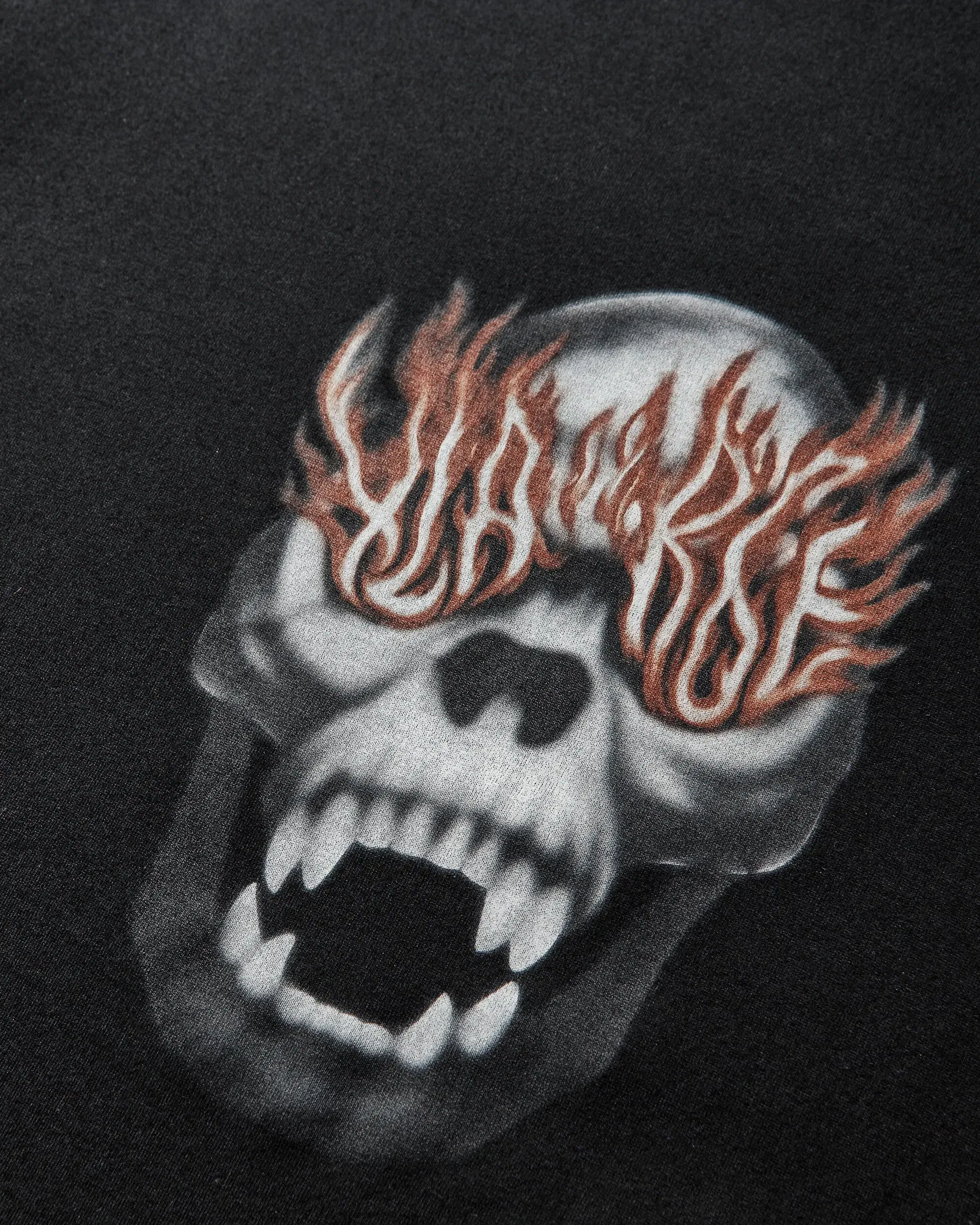XLarge Men's Skull In Flames T-Shirt Black