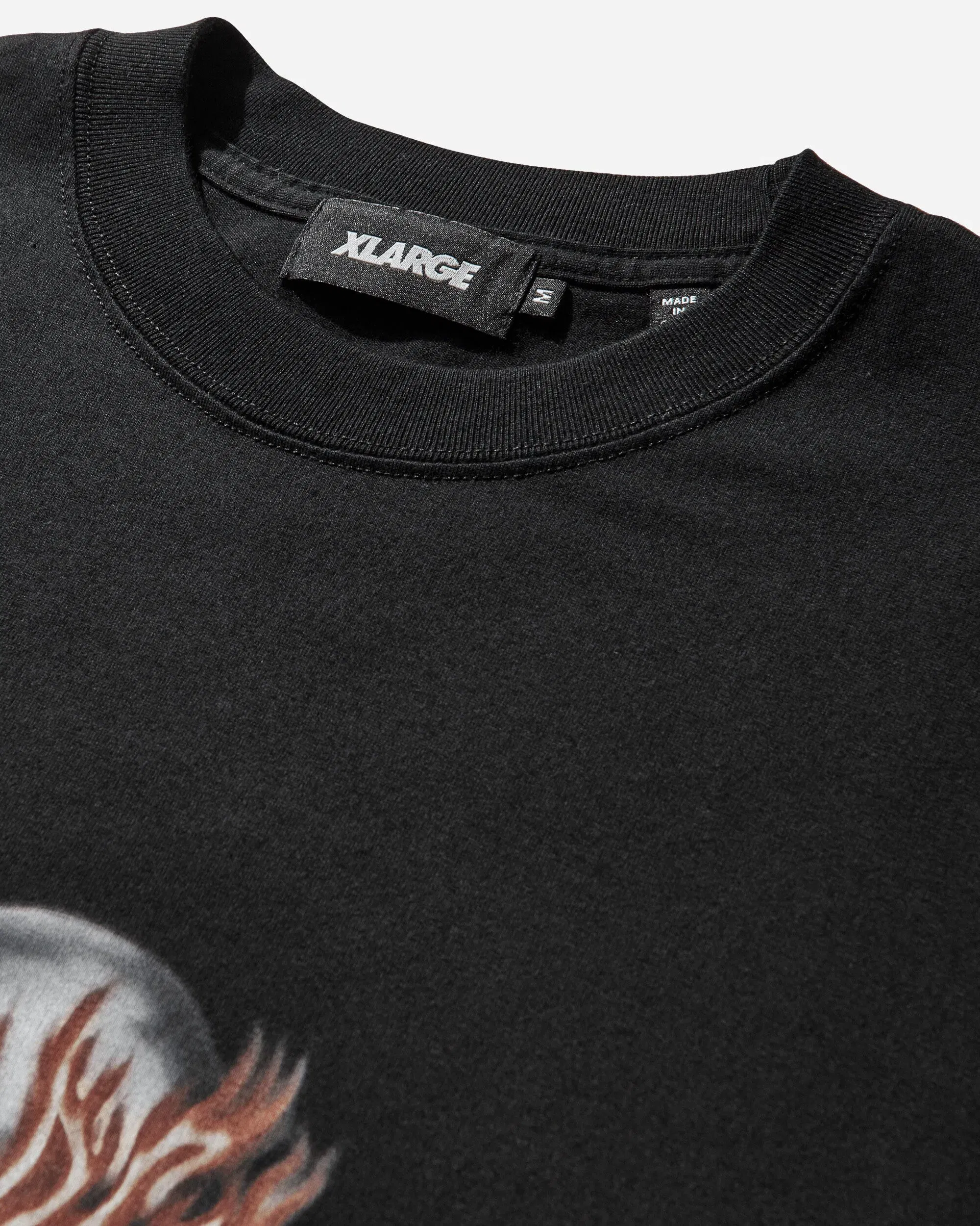XLarge Men's Skull In Flames T-Shirt Black