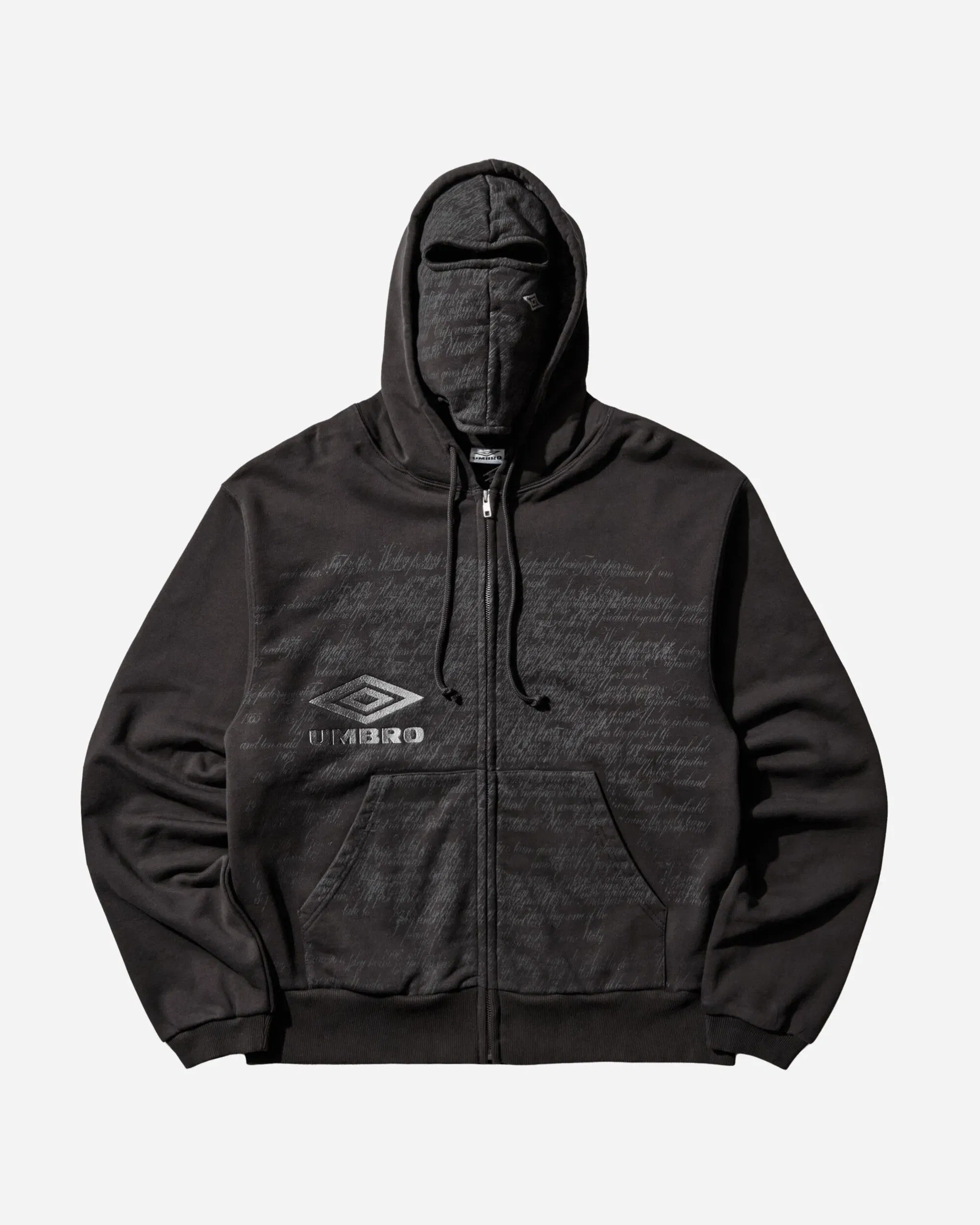 UMBRO Compact Masked Zip Hoodie Washed Black