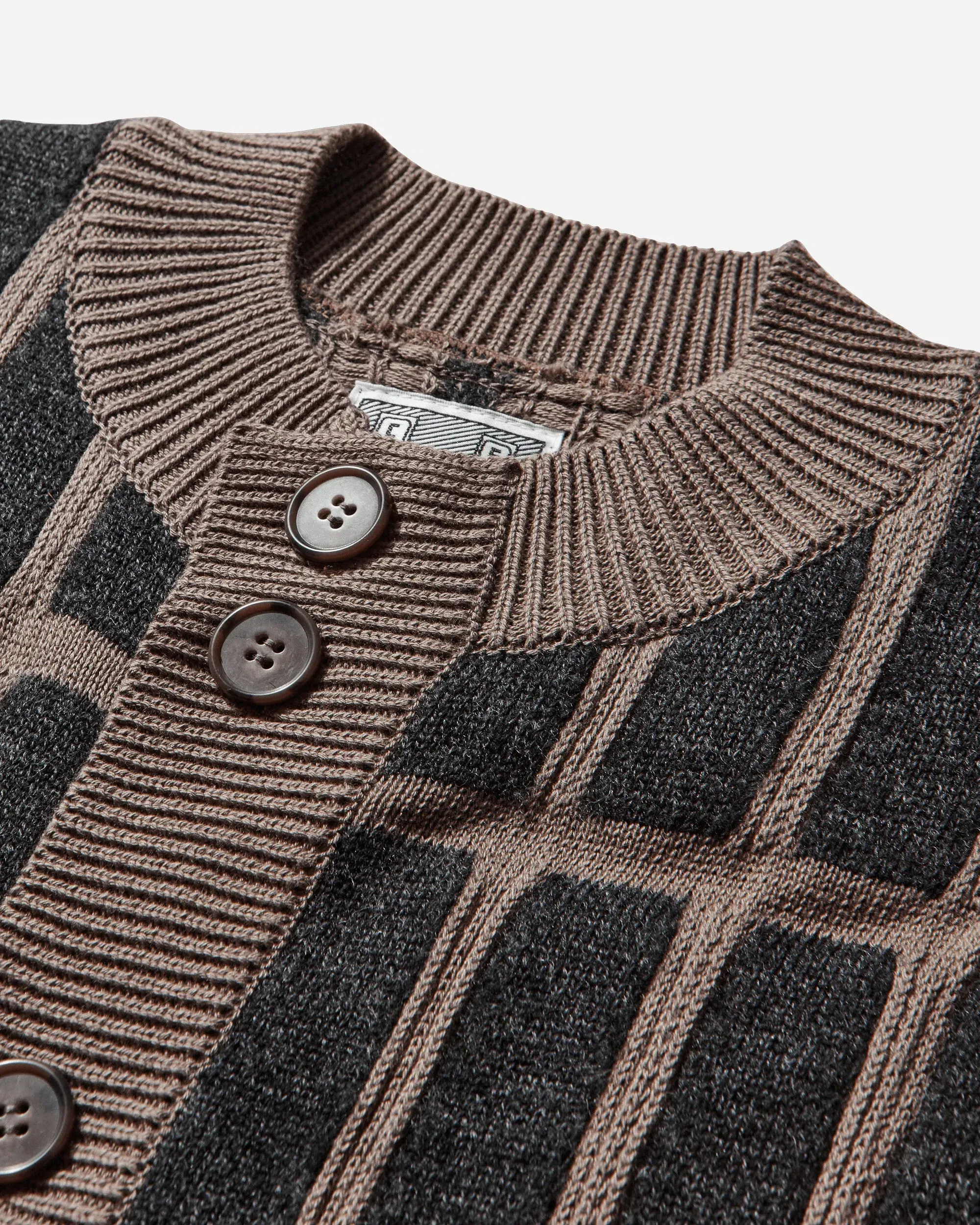 Cav Empt Men's Rectangular Bar Knit Cardigan Brown