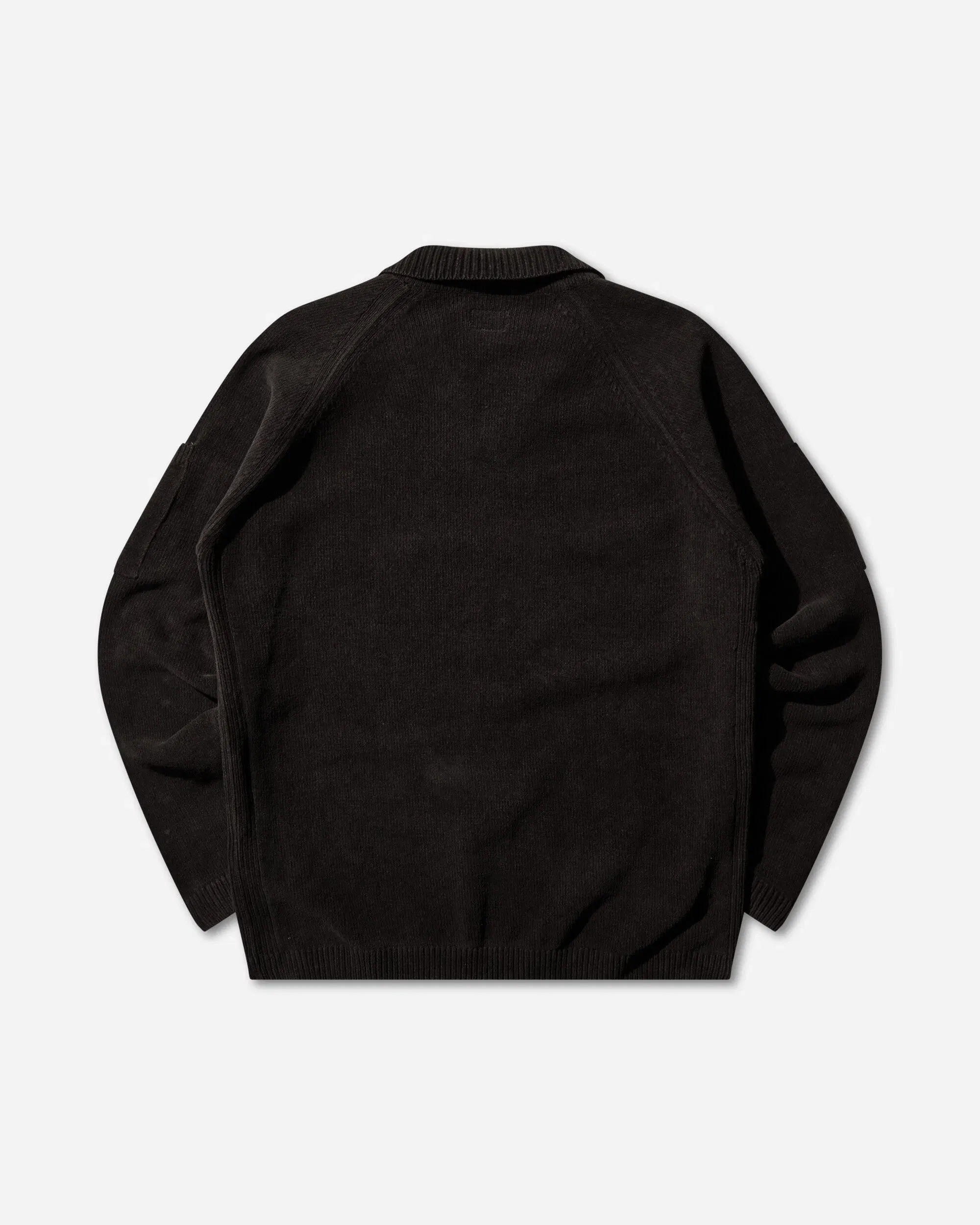 C.P. Company Men's Chenille Cotton Polo Lens Sweater Black