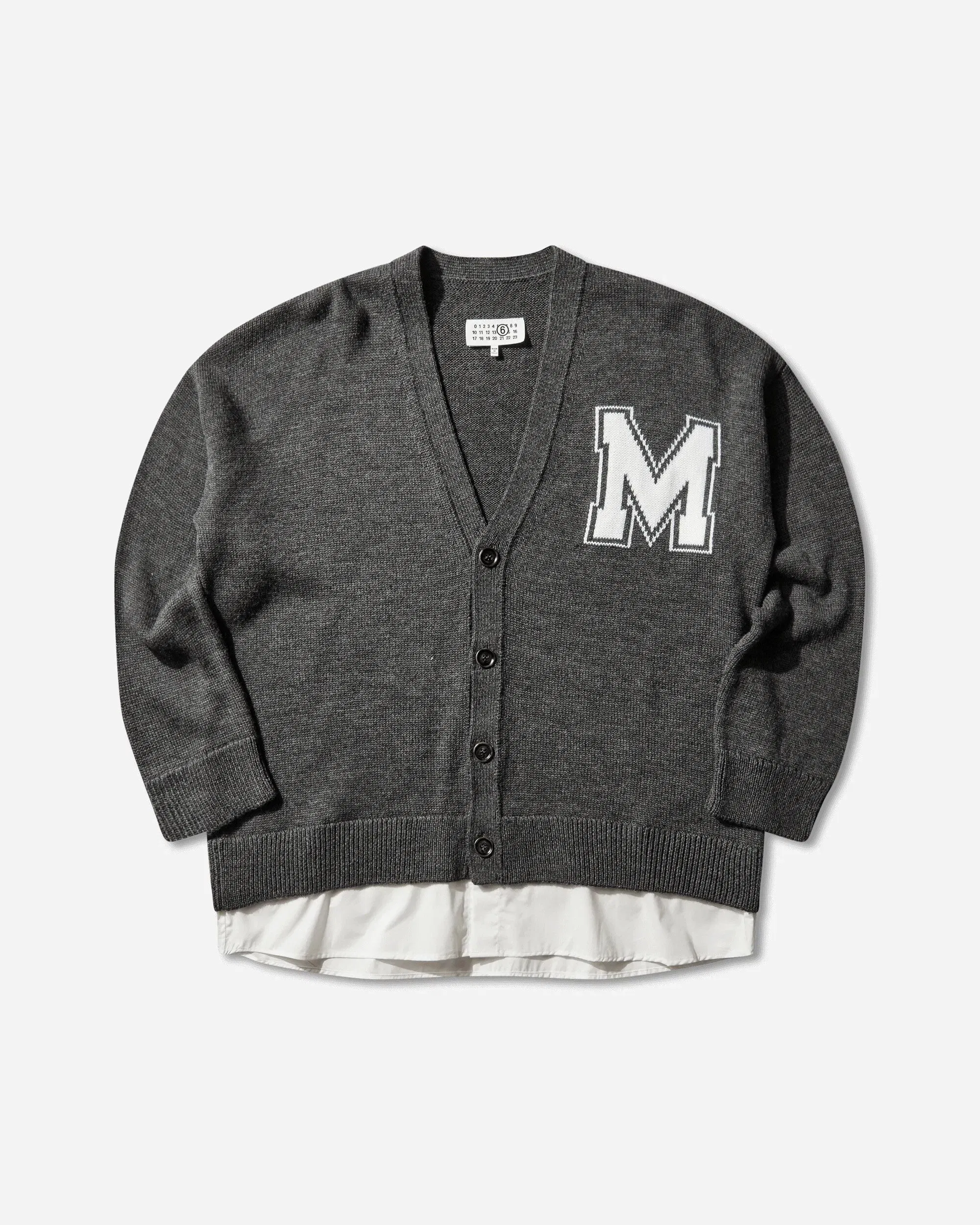 MM6 Maison Margiela Men's Two-in-One Knit Cardigan Dark Grey Melange