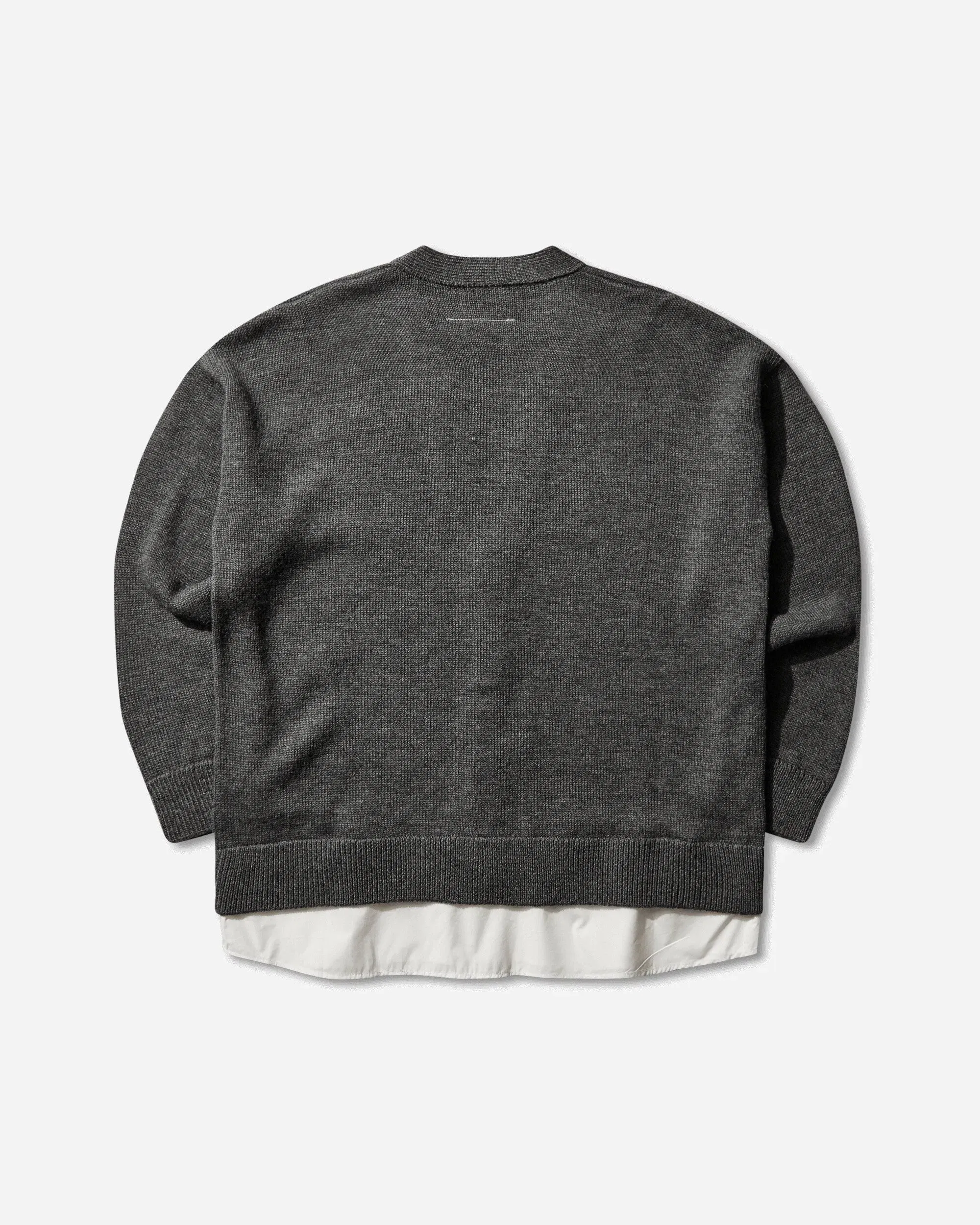 MM6 Maison Margiela Men's Two-in-One Knit Cardigan Dark Grey Melange