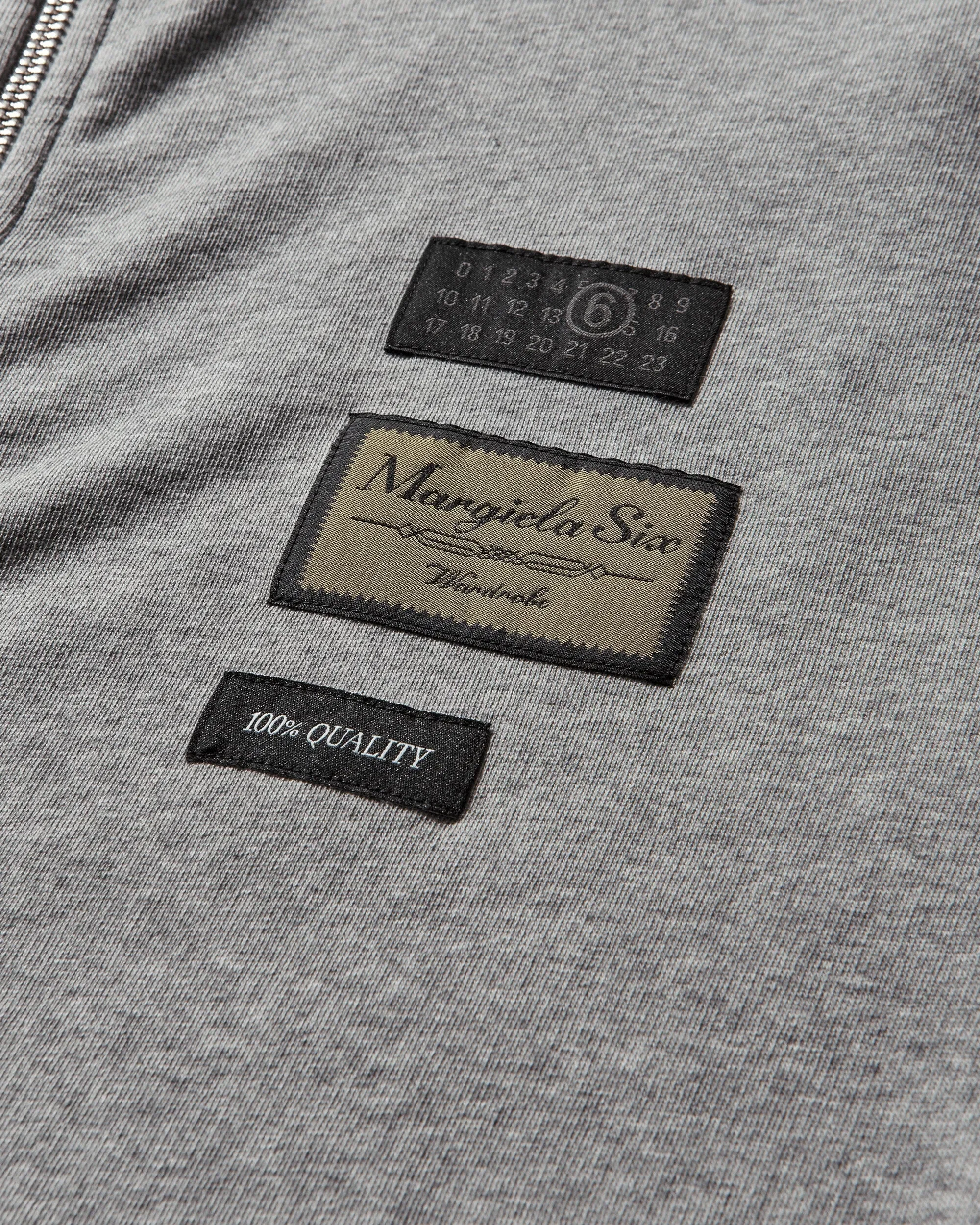 MM6 Maison Margiela Men's Label Patch Zip Hoodie Light Grey Melange