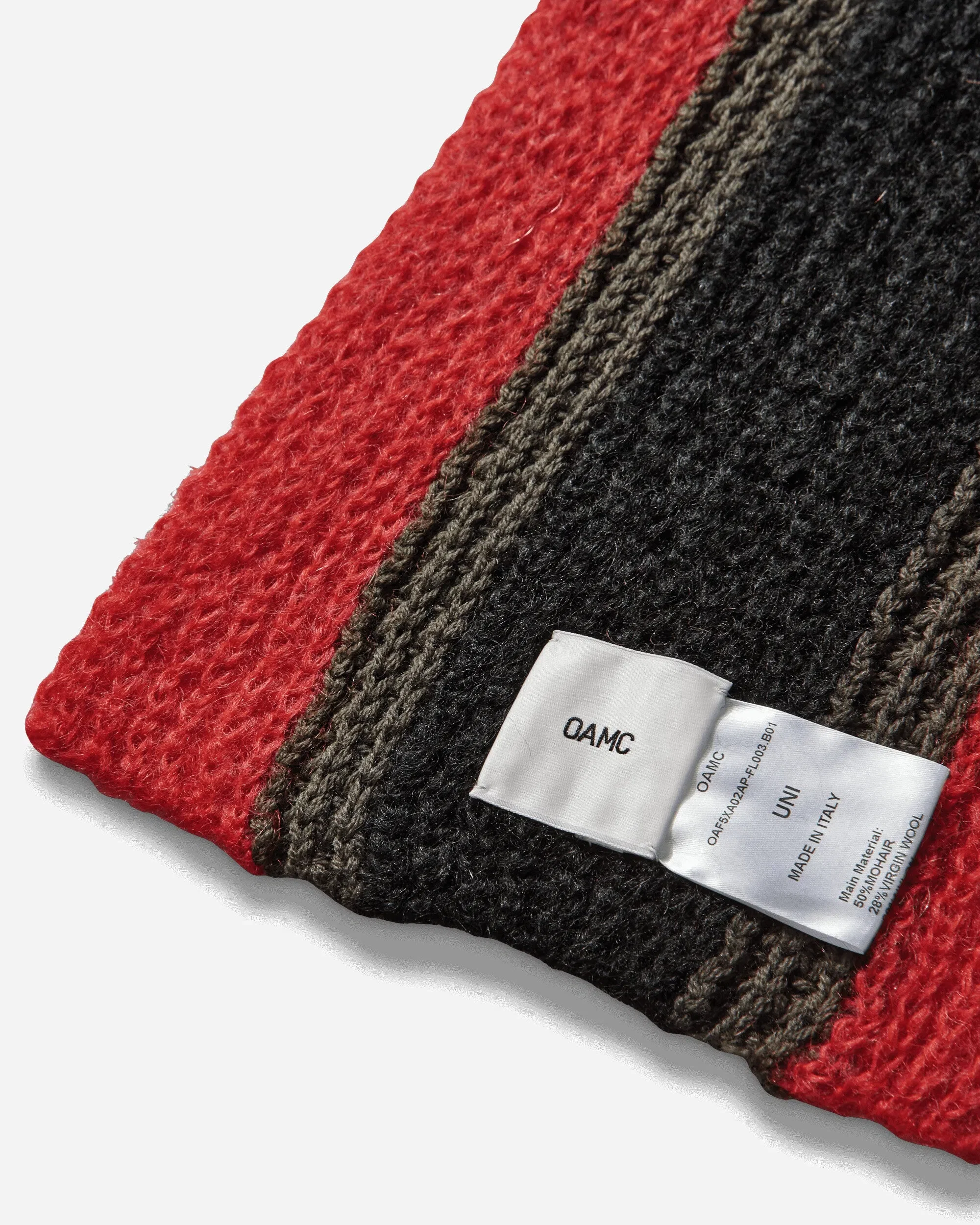OAMC Chunky Knitted Scarf Red / Black / Green