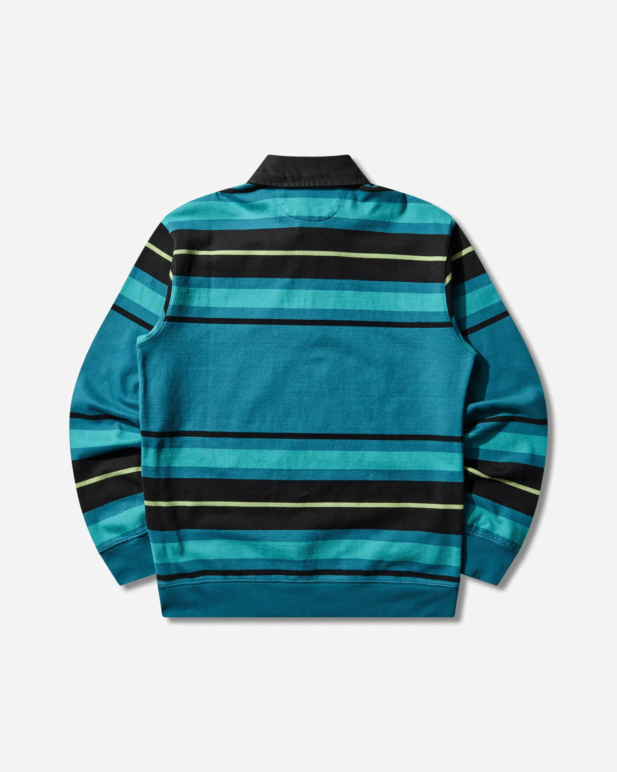 NO PROBLEMO Striped Longsleeve Rugby Shirt Aqua