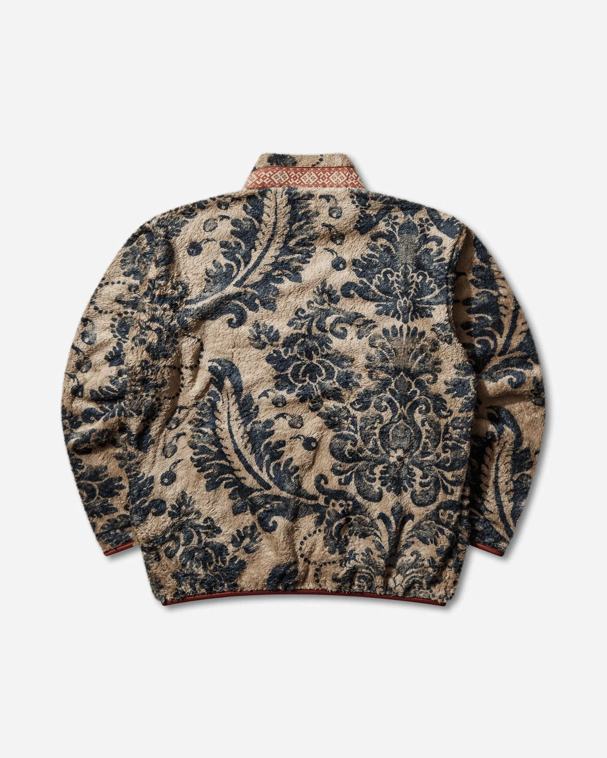 KAPITAL Men's Damask Fleece Zip Jacket Beige