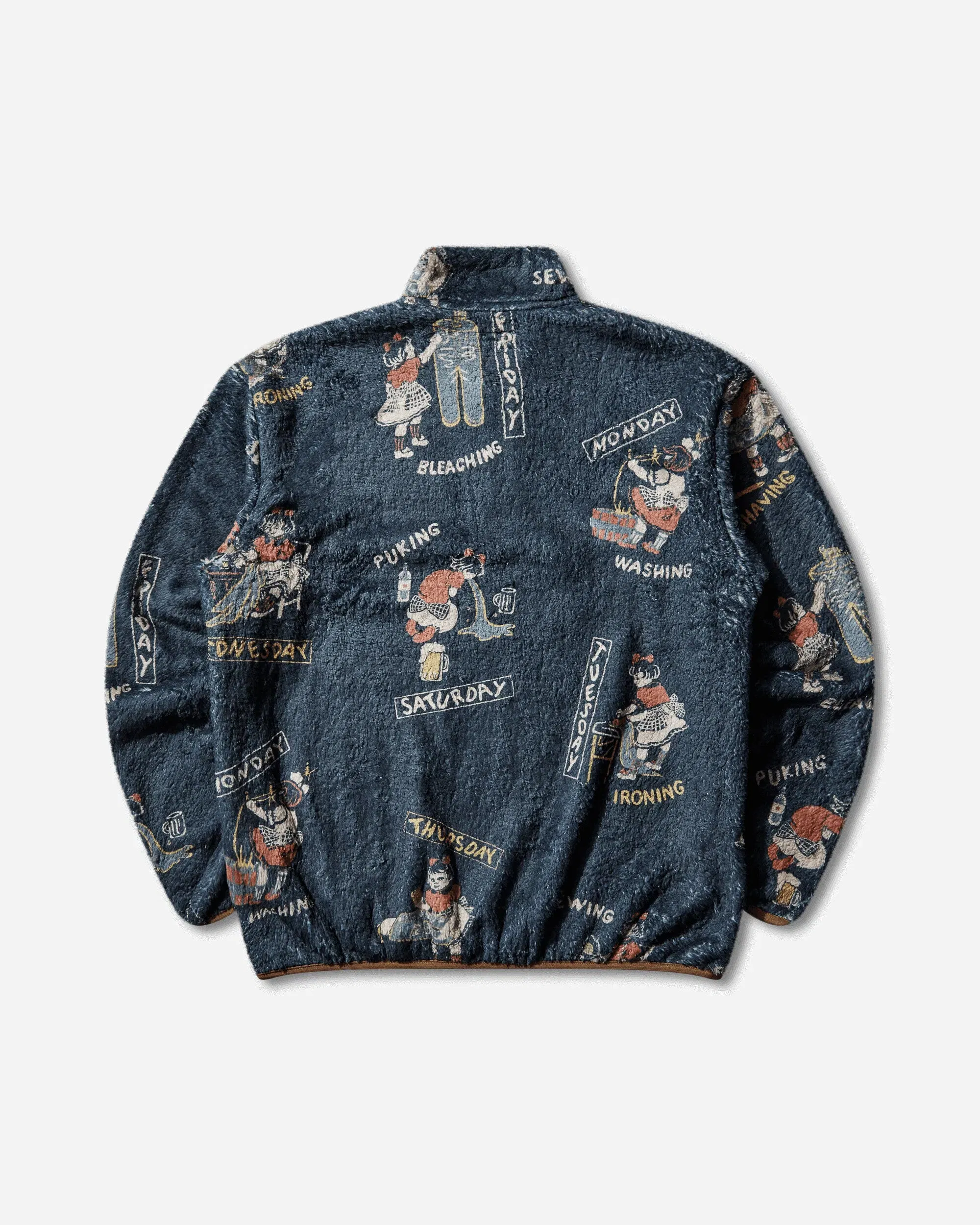 KAPITAL Men's Kountry Calendar Fleece Pullover Navy