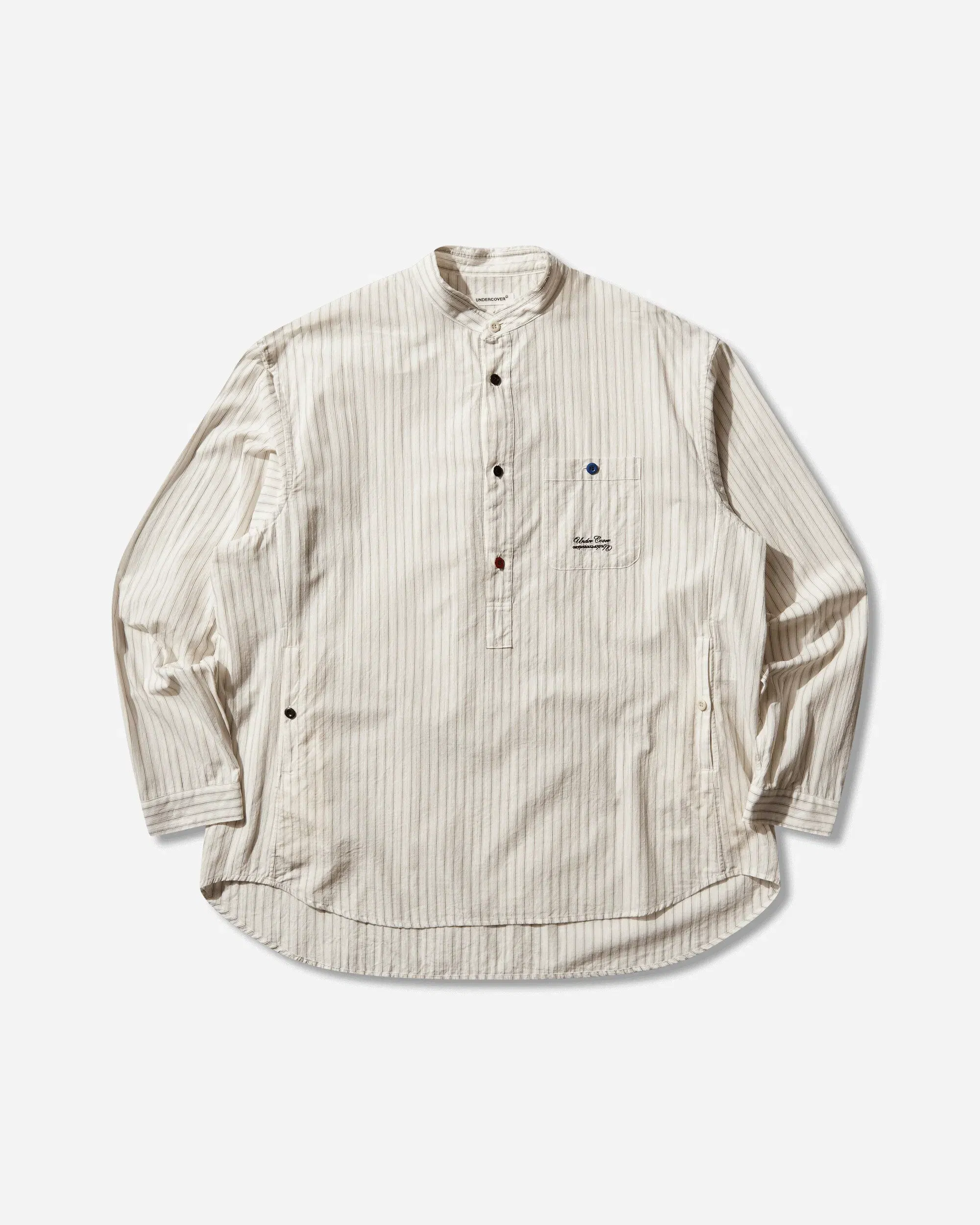 Undercover Men's Cotton Pullover Shirt Brown Stripe