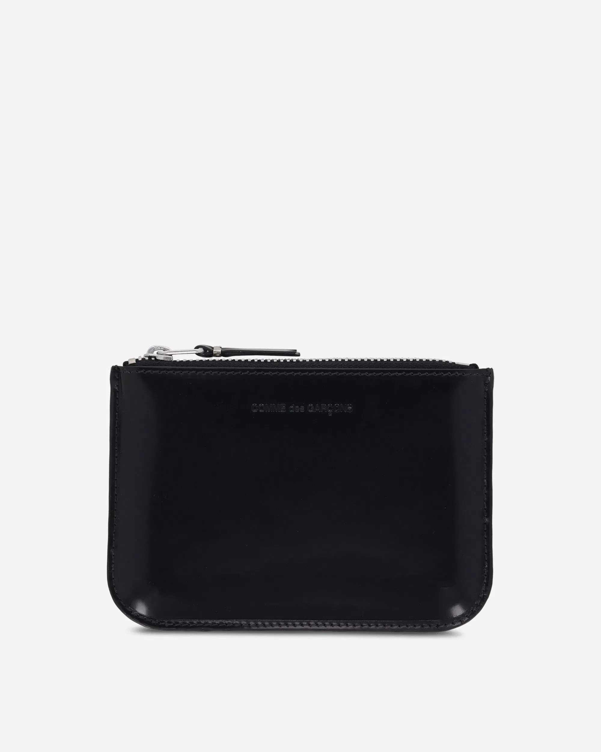 Comme Des Garçons Wallet Mirror Inside Zip Pouch Black / Silver